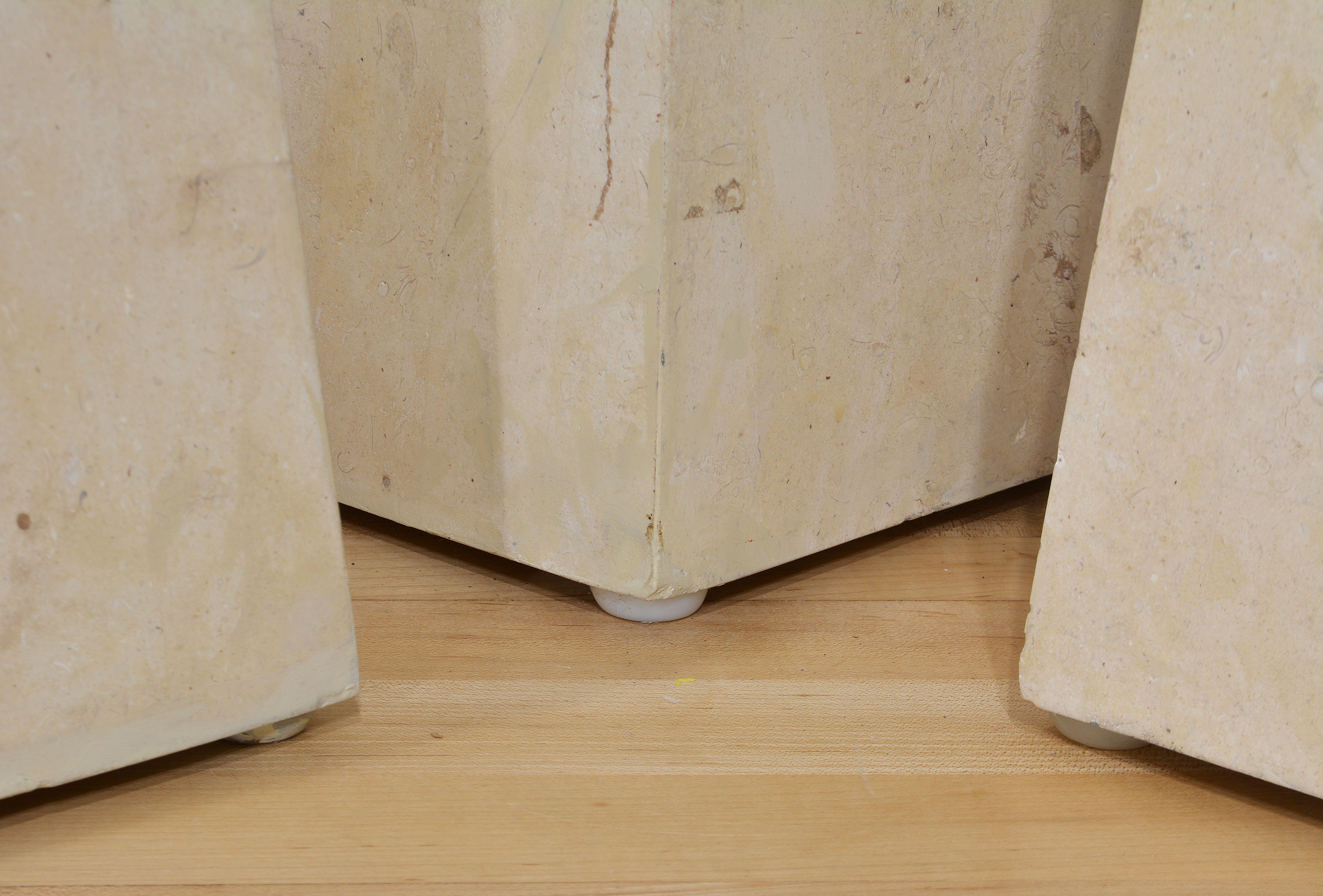 Group of Three Various Size Post Modern Tesselated Travertine Stone Obelisks For Sale 2