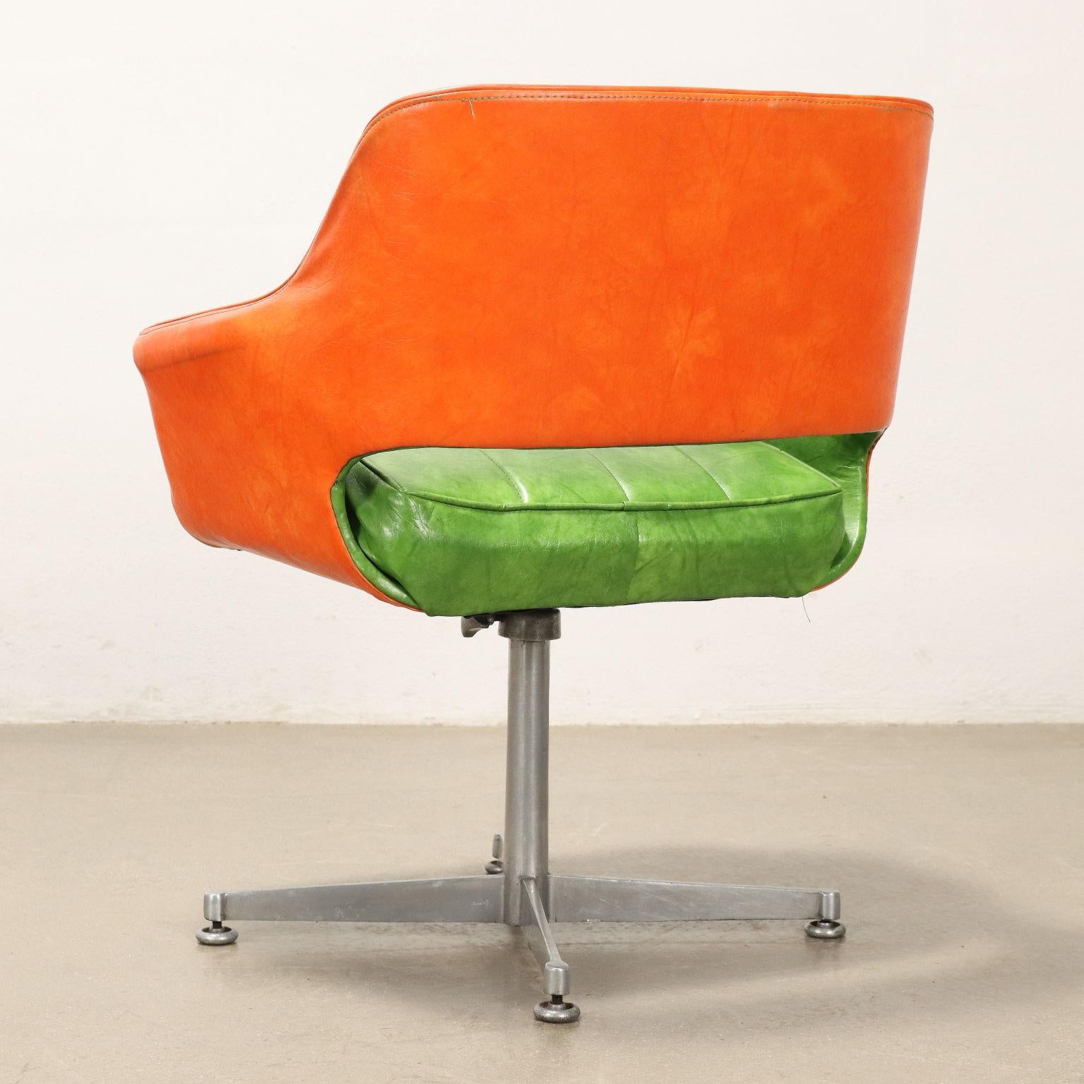 Gruppe von drei Vintage American Armchairs 60s-70s, grün und orange im Angebot 4