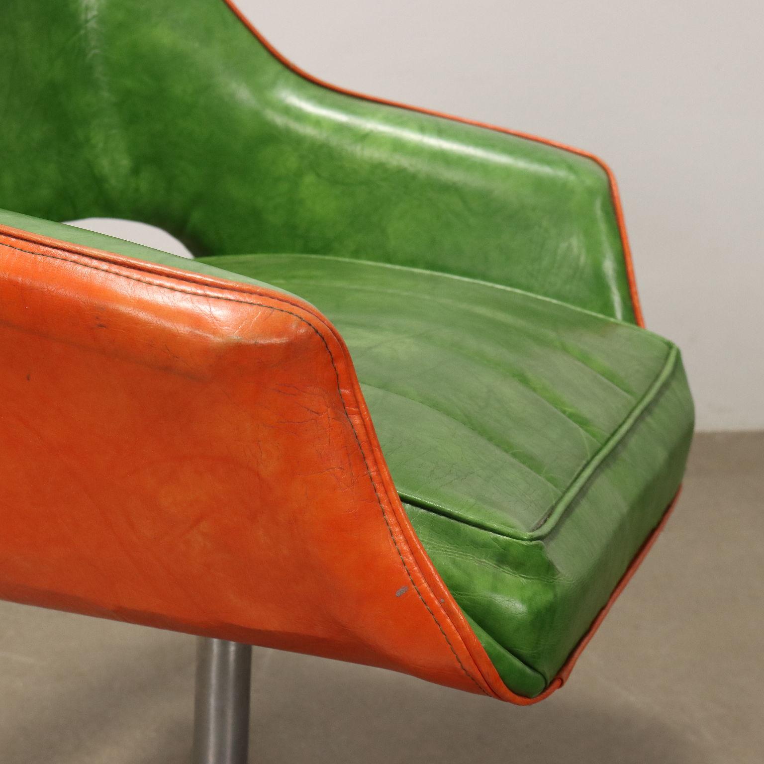 Gruppe von drei Vintage American Armchairs 60s-70s, grün und orange (Mitte des 20. Jahrhunderts) im Angebot