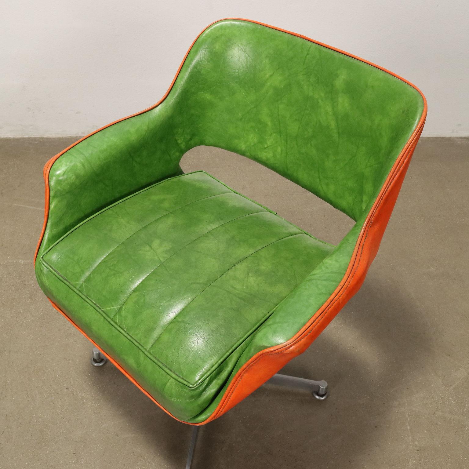 Gruppe von drei Vintage American Armchairs 60s-70s, grün und orange im Angebot 2