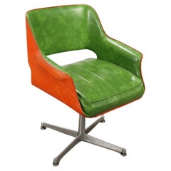 Group of three Vintage American Armchairs 60s-70s, green and orange
