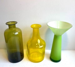 Group of Three Vintage Decorative Tall Glass Vessels, Denmark, 1960's
