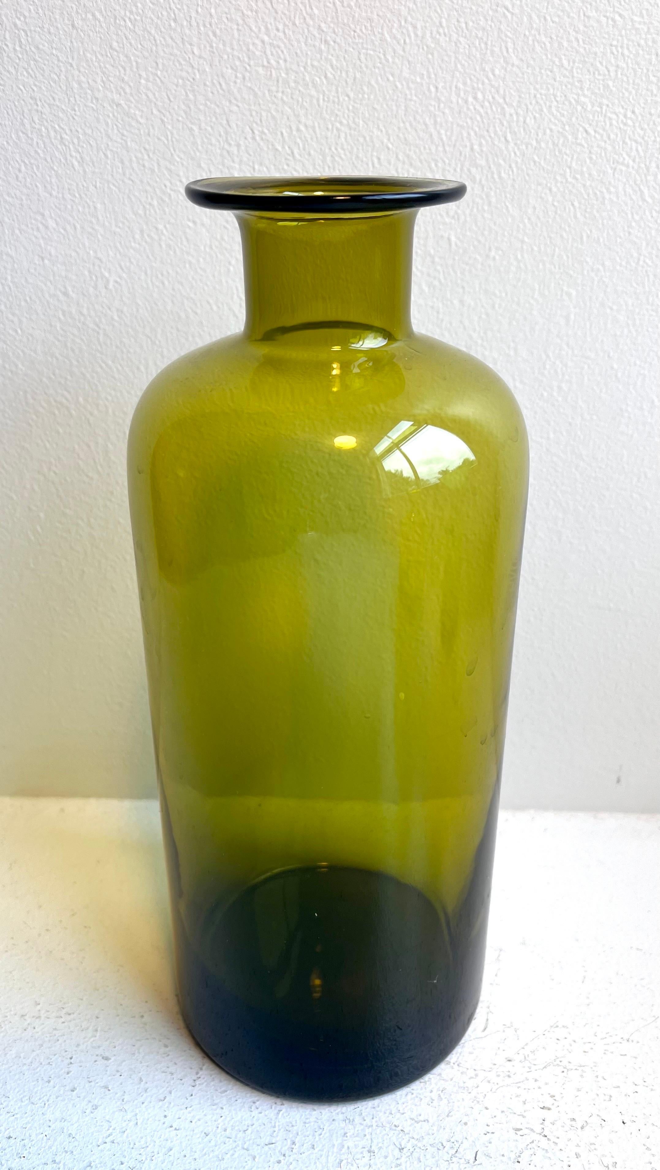 Danish Group of Three Vintage Decorative Tall Glass Vessels, Denmark, 1960's For Sale