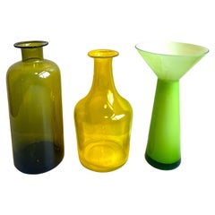 Group of Three Vintage Decorative Tall Glass Vessels, Denmark, 1960's
