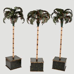 Group of Three Vintage Italian Tole Palm Tree Sculptures