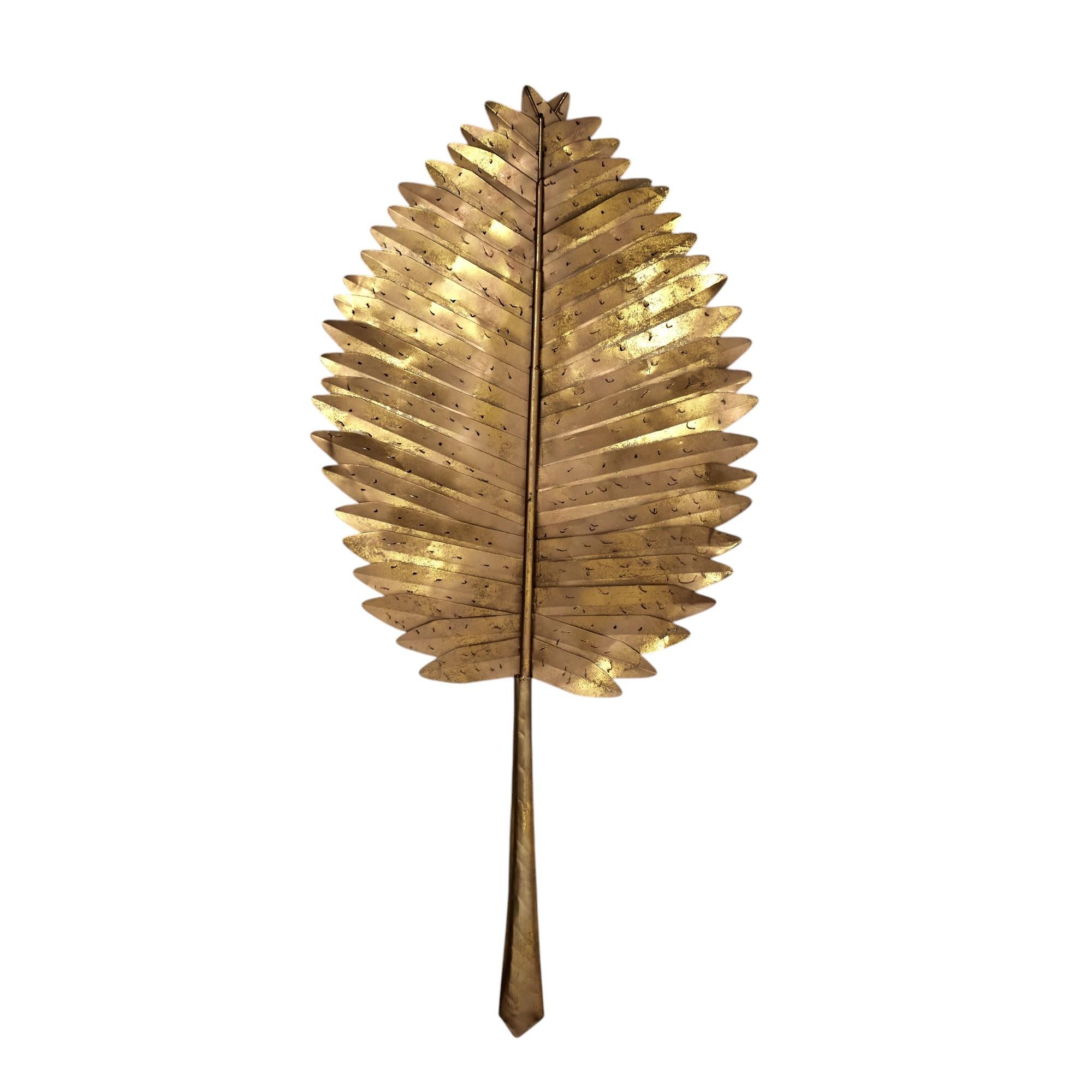 Grupo de tres esculturas vintage de metal en forma de hoja de palmera en venta 2