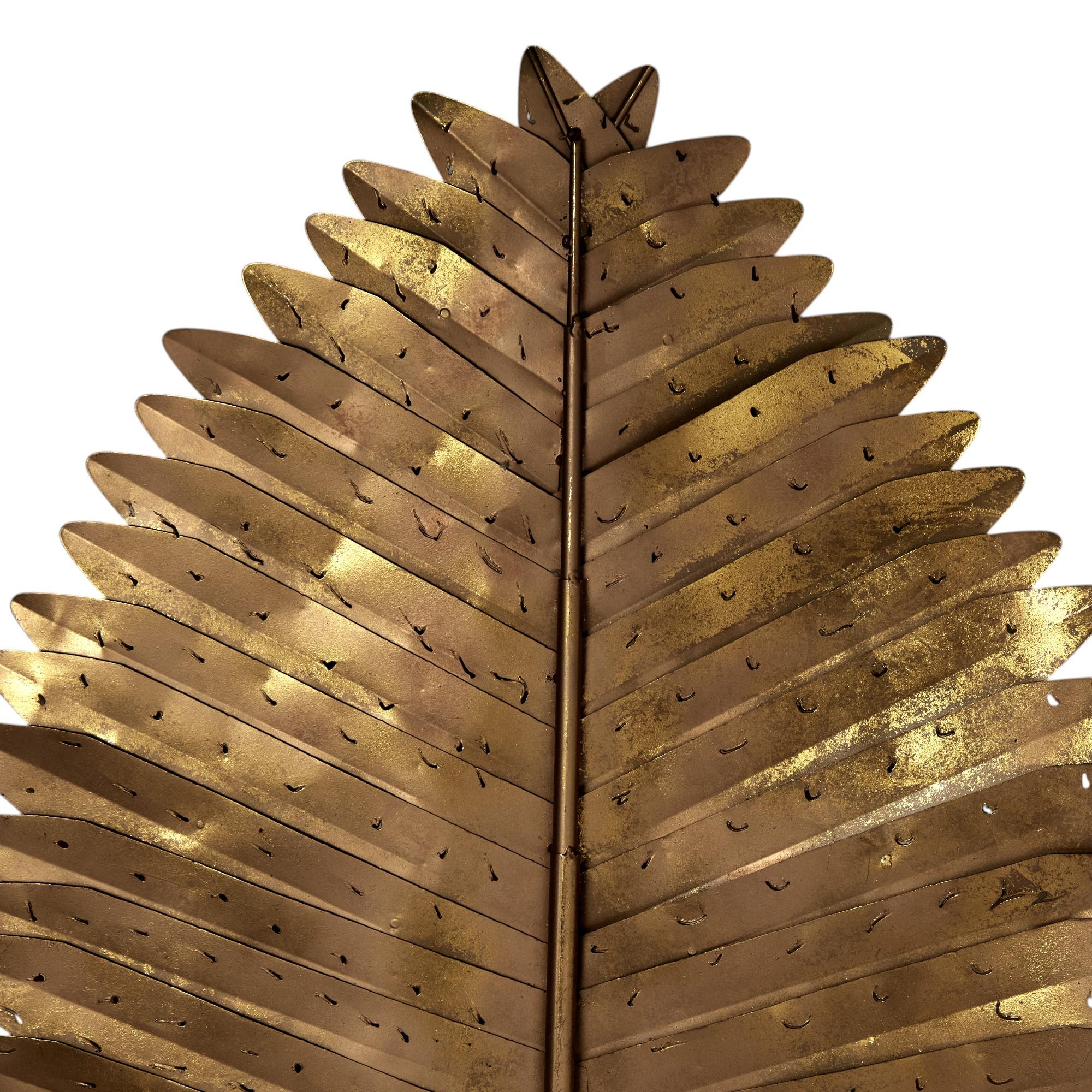Grupo de tres esculturas vintage de metal en forma de hoja de palmera en venta 3