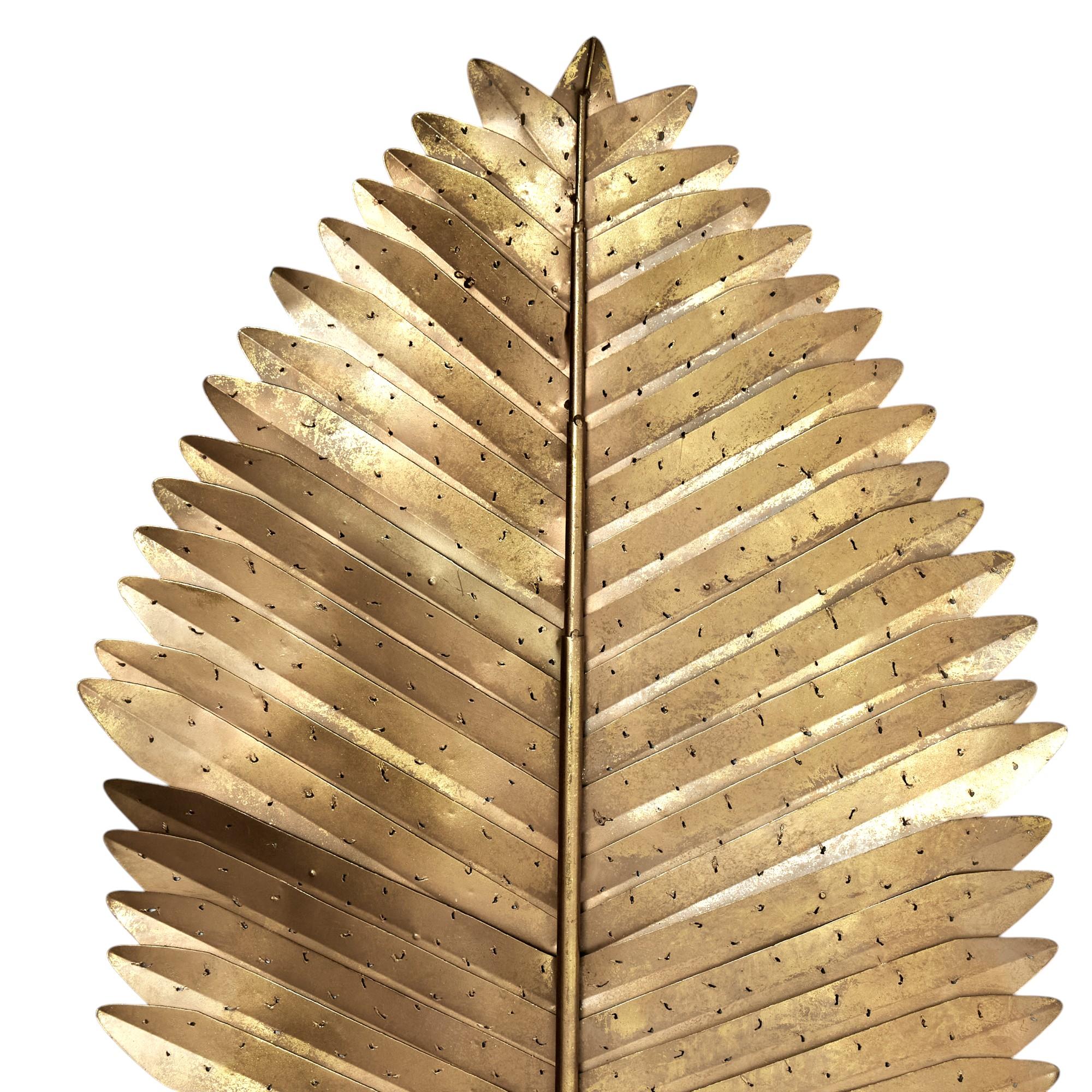 Grupo de tres esculturas vintage de metal en forma de hoja de palmera Moderno de mediados de siglo en venta