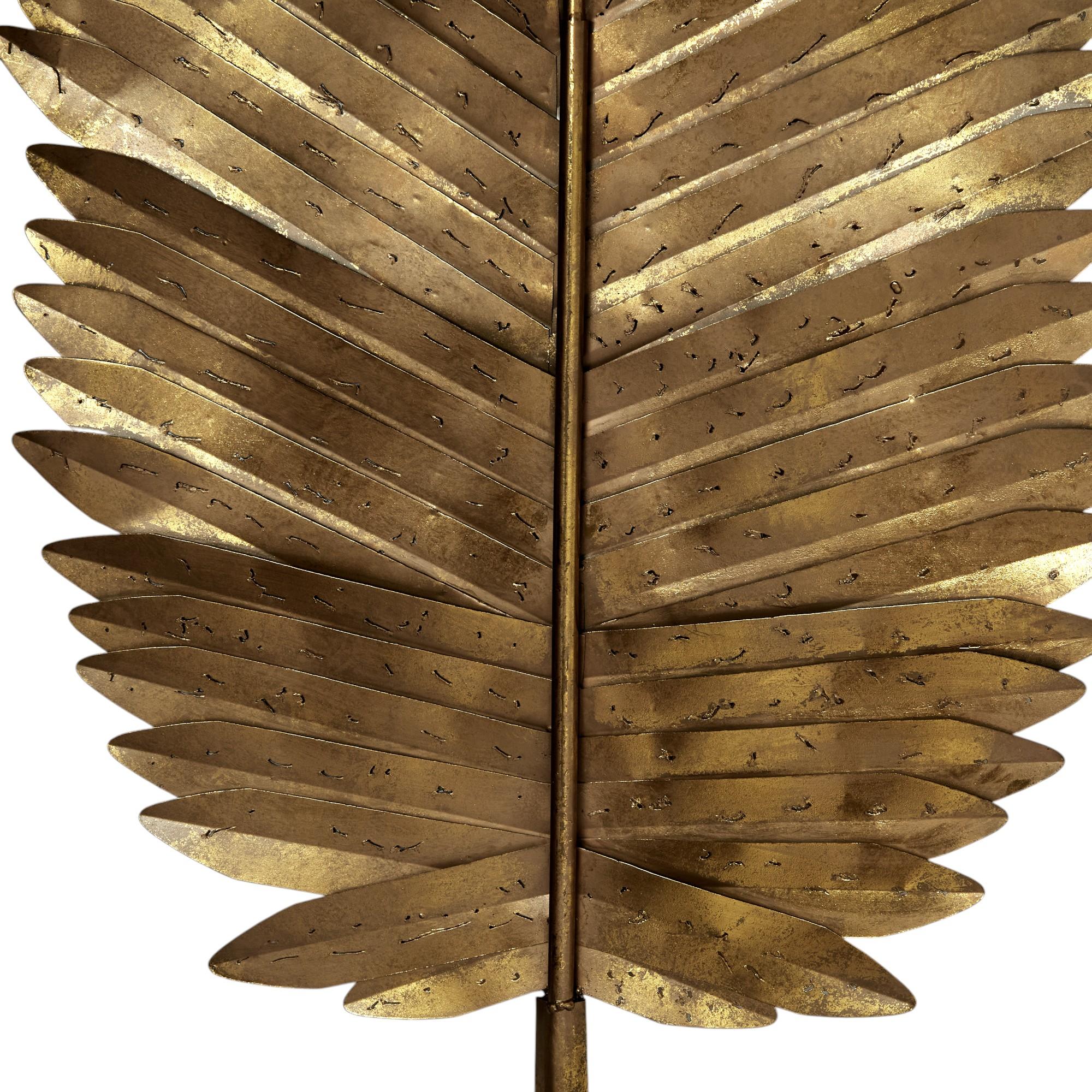 Grupo de tres esculturas vintage de metal en forma de hoja de palmera Metal en venta