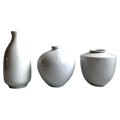 Group of Three White Porcelain Art Vessels by KPM Porcelain, Germany