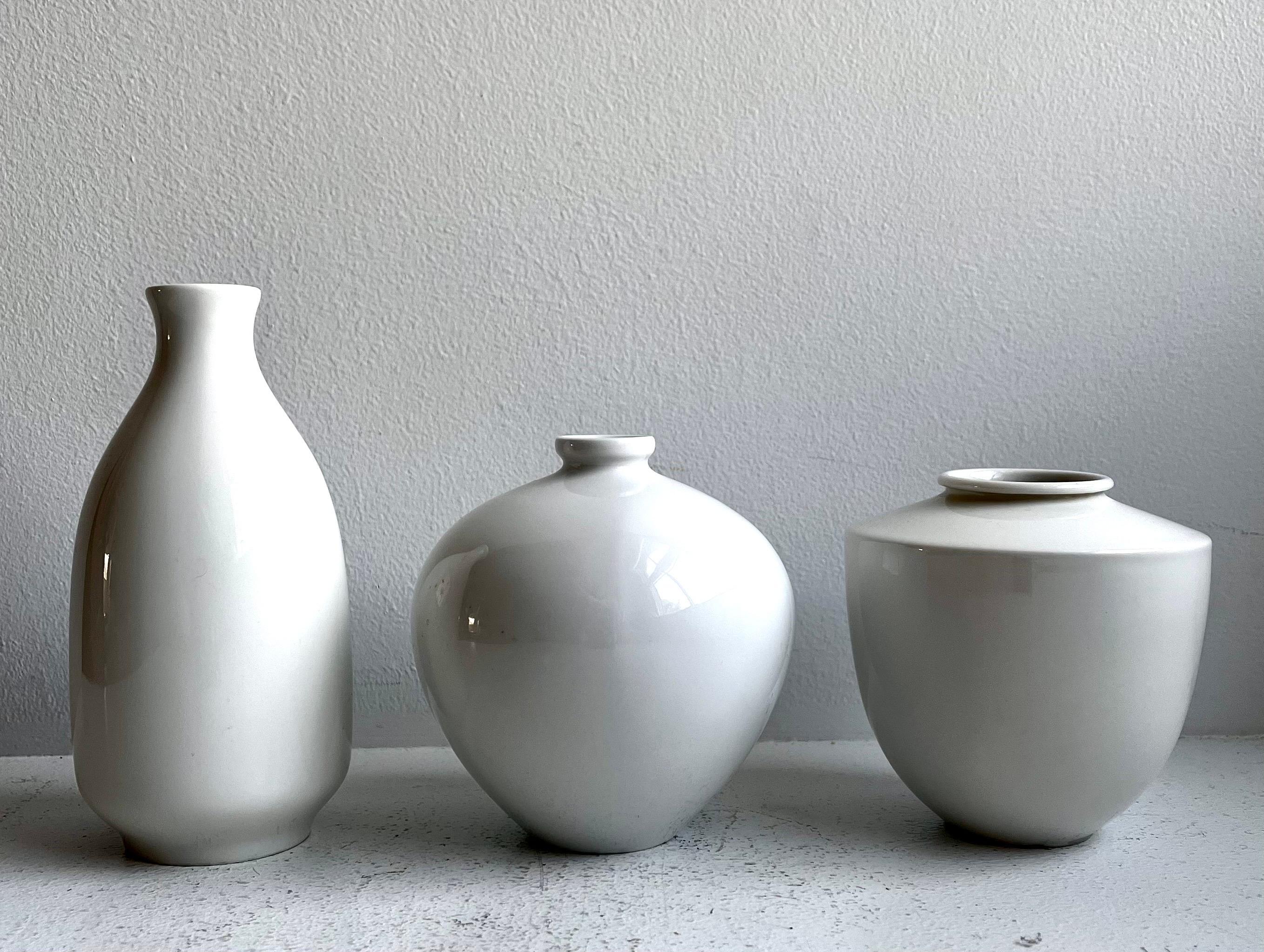 Group of Three White Porcelain Art Vessels by KPM Porcelain, Germany