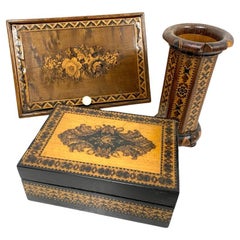 Grupo De Cajas De Mesa Victorianas De Tunbridge Ware
