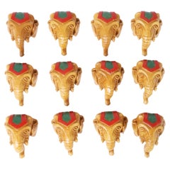 Group of Eight Elephant Head Wall Ornaments, Priced Per Set of Four