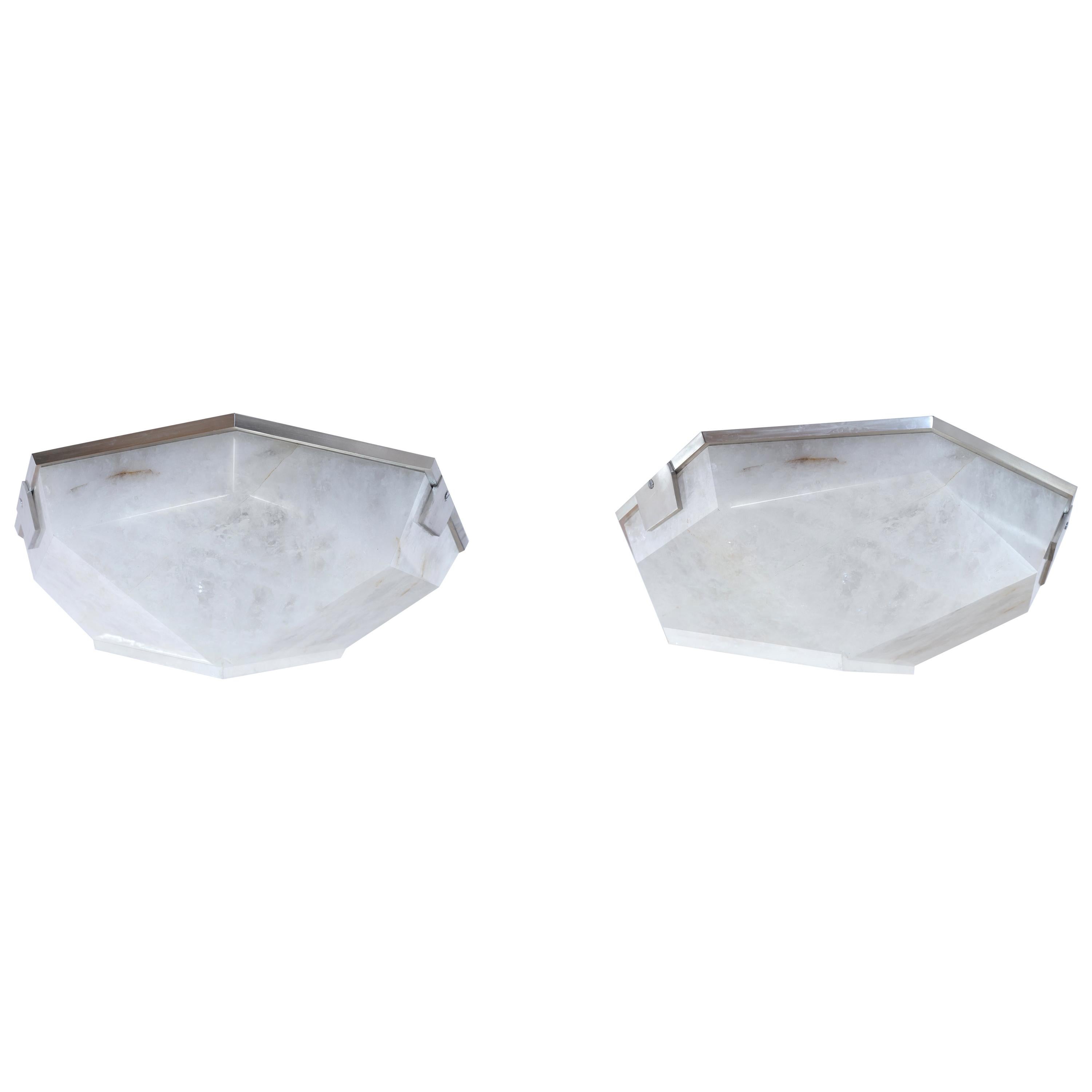 Group of Two DMF Rock Crystal Flush Mount by Phoenix For Sale