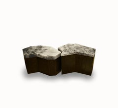 Group of Two PGD Rock Crystal Cocktail Tables by Phoenix