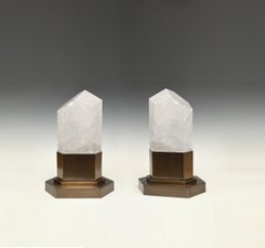 Group of Two Rock Crystal Obelisk Lights by Phoenix