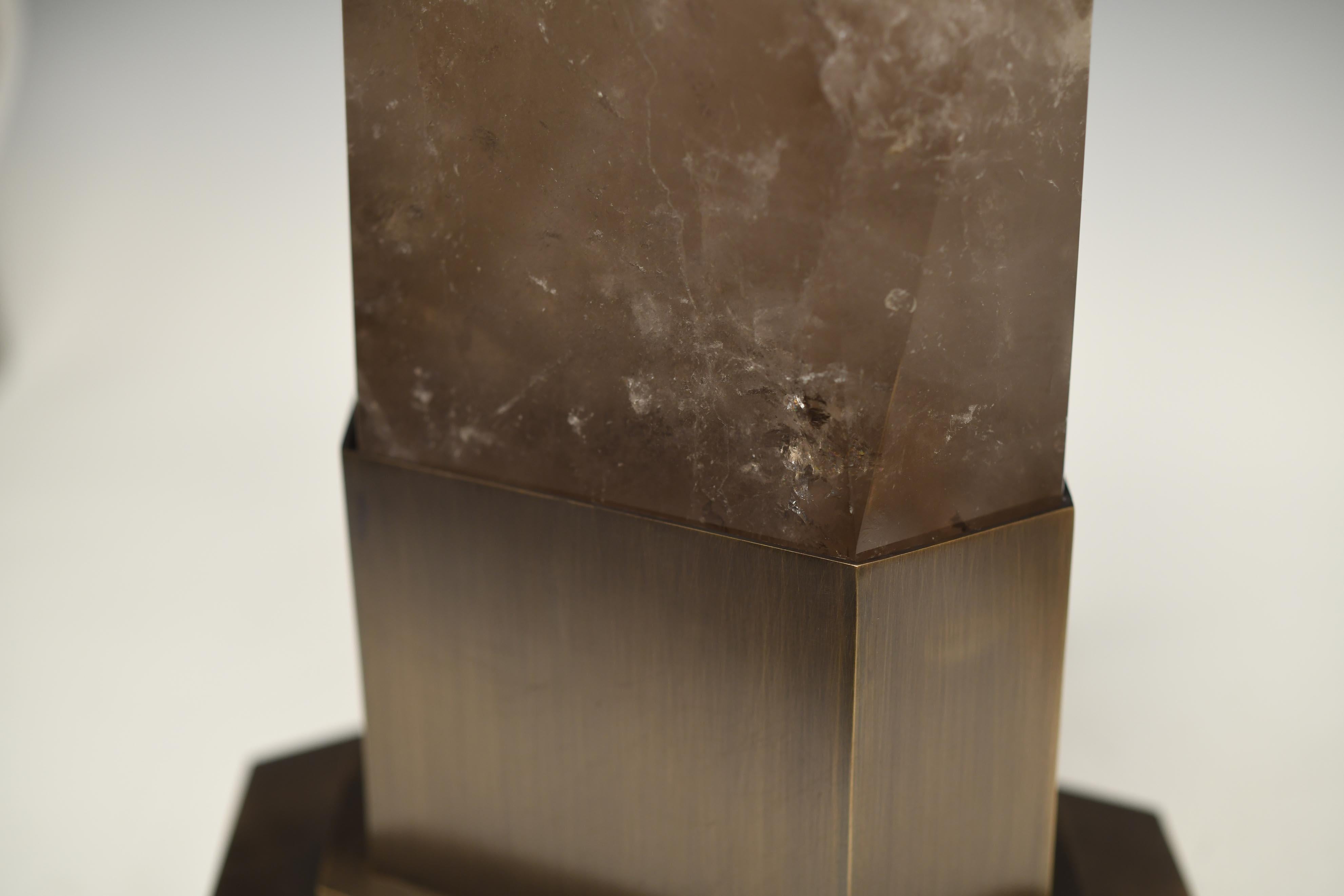 Group of Two Smoky Rock Crystal Obelisk Lights In Excellent Condition For Sale In New York, NY