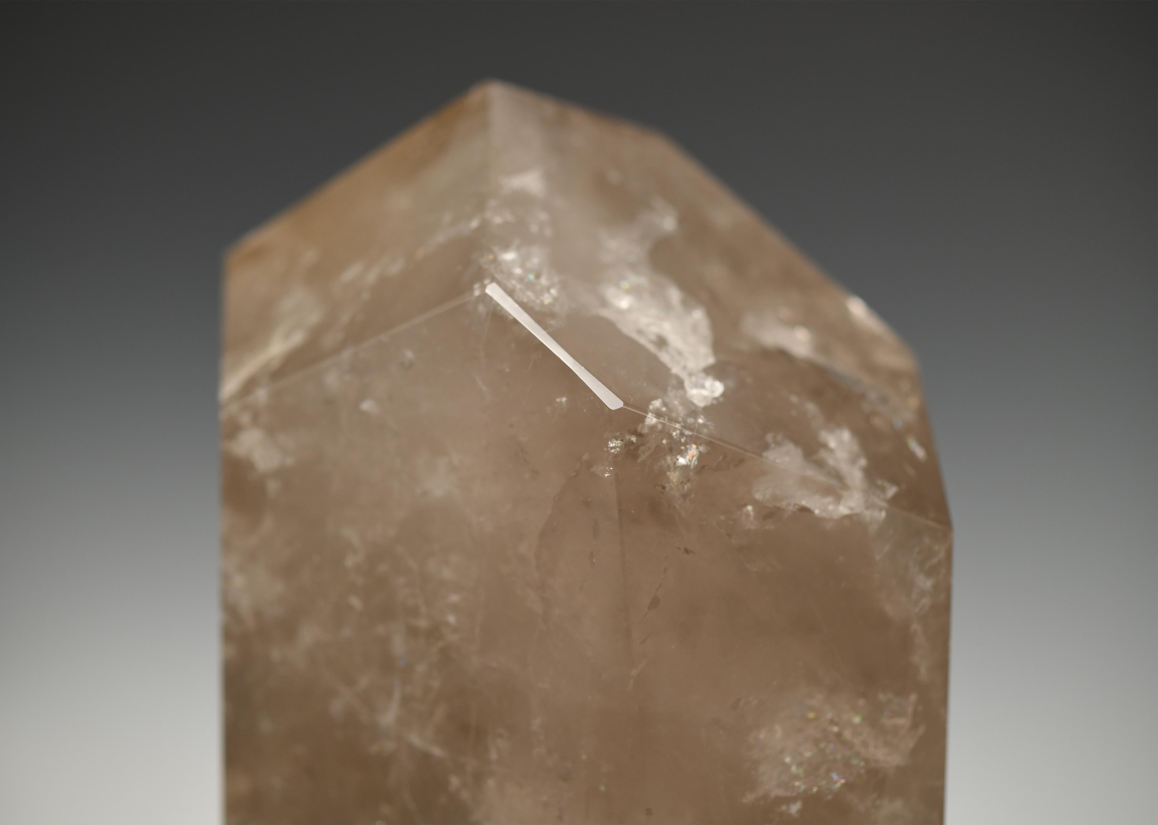 Contemporary Group of Two Smoky Rock Crystal Obelisk Lights For Sale