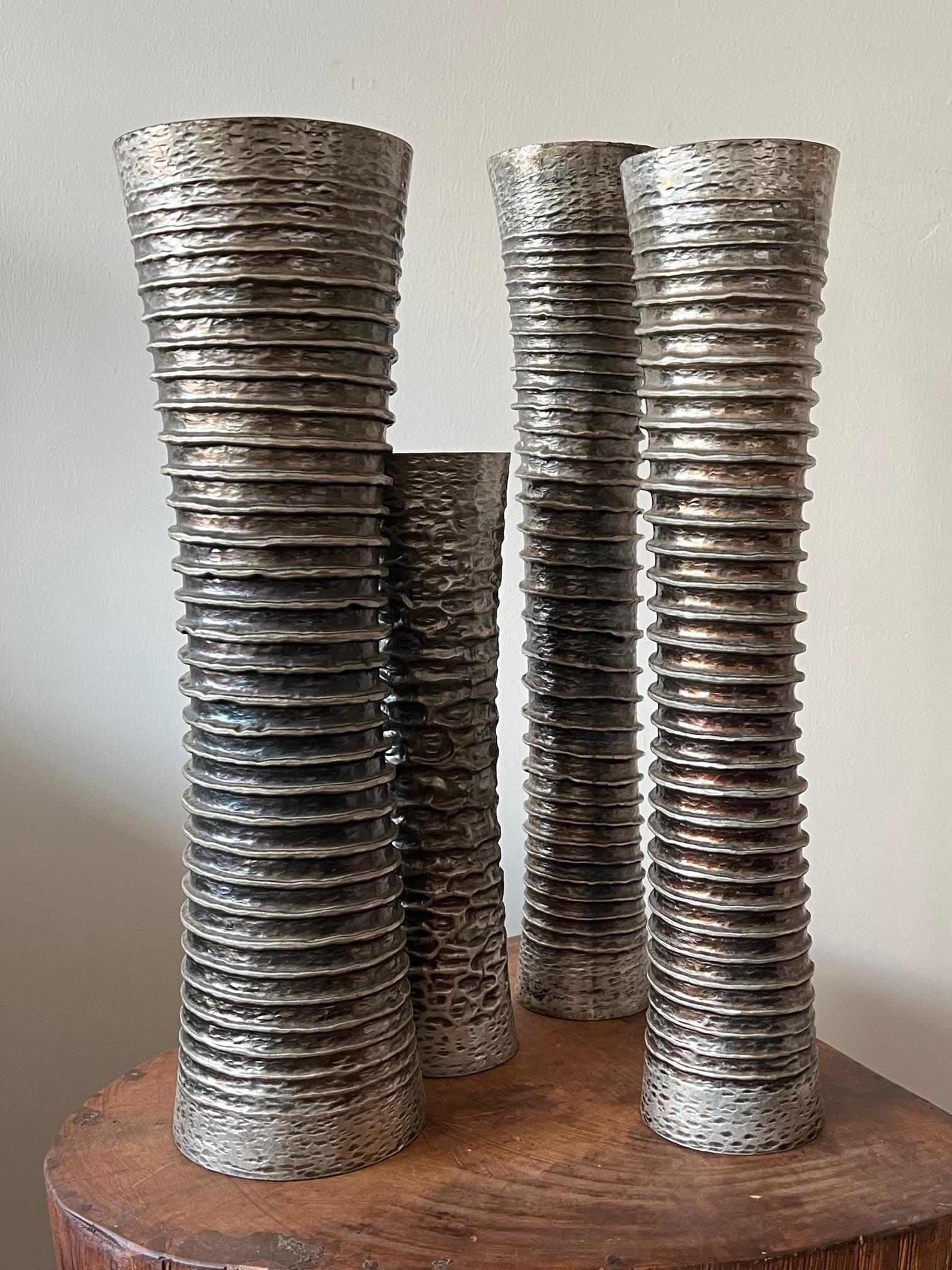 Silvered Group of Vases by Atelier des Orfevres 1970's For Sale