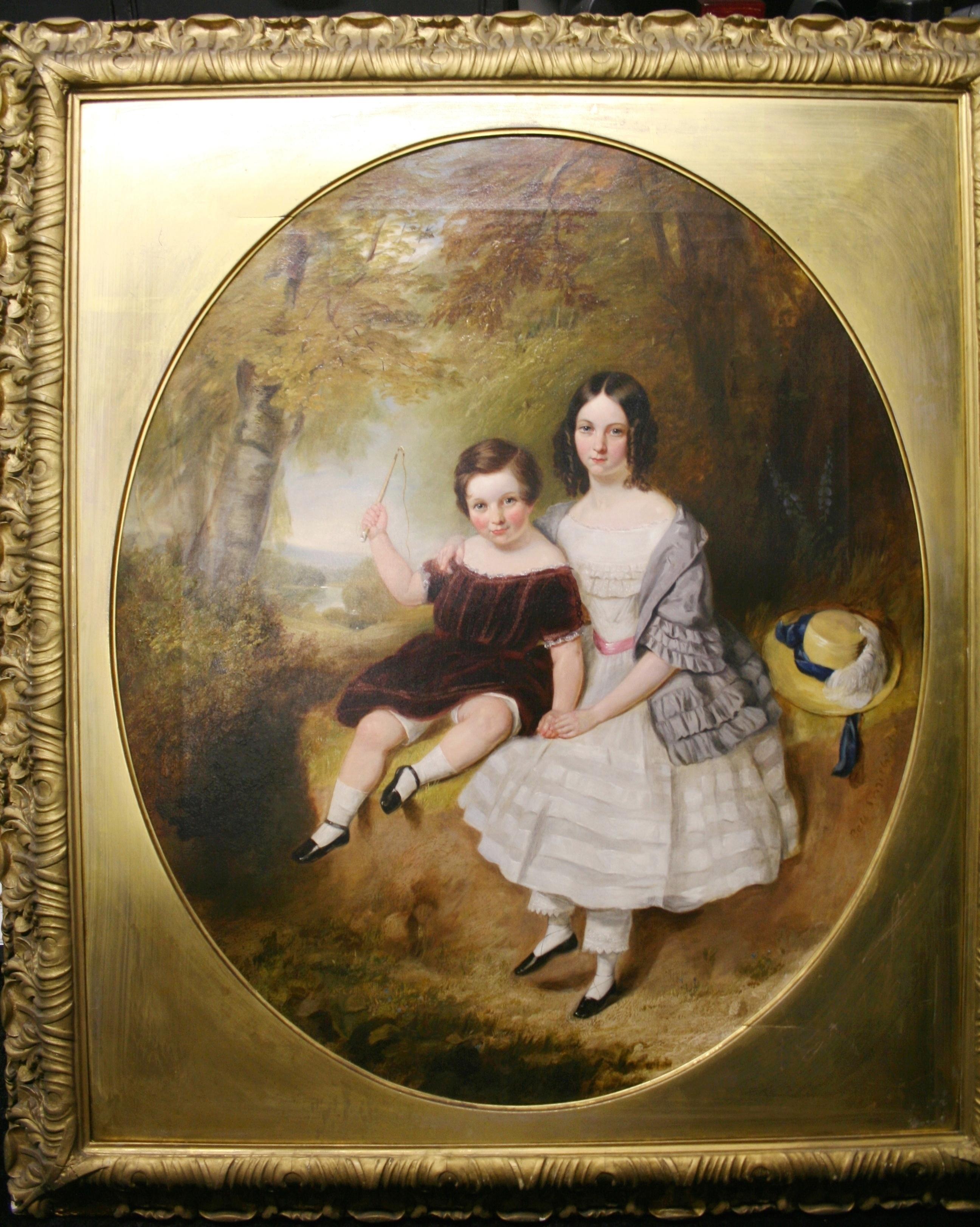 Retrato de grupo de dos niños por James Bennett H. Smith (británico, fl. 1830-1847)
Principios del siglo XIX  Óleo sobre lienzo  Firmado 