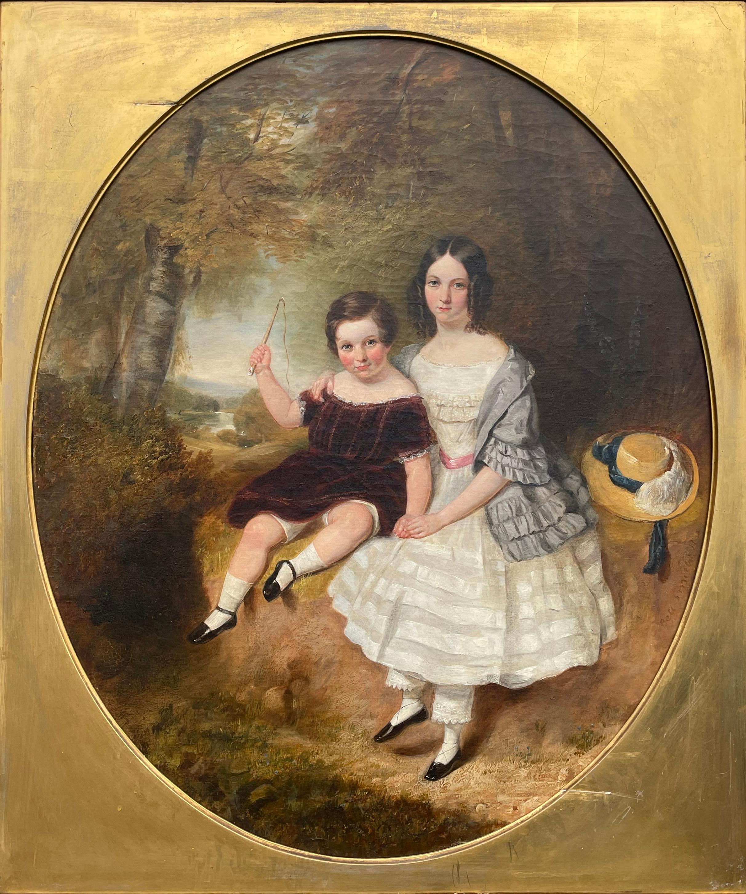 Group Portrait of Two Children by James Bennett H. Smith (British, fl. 1830–1847 (Britisch) im Angebot