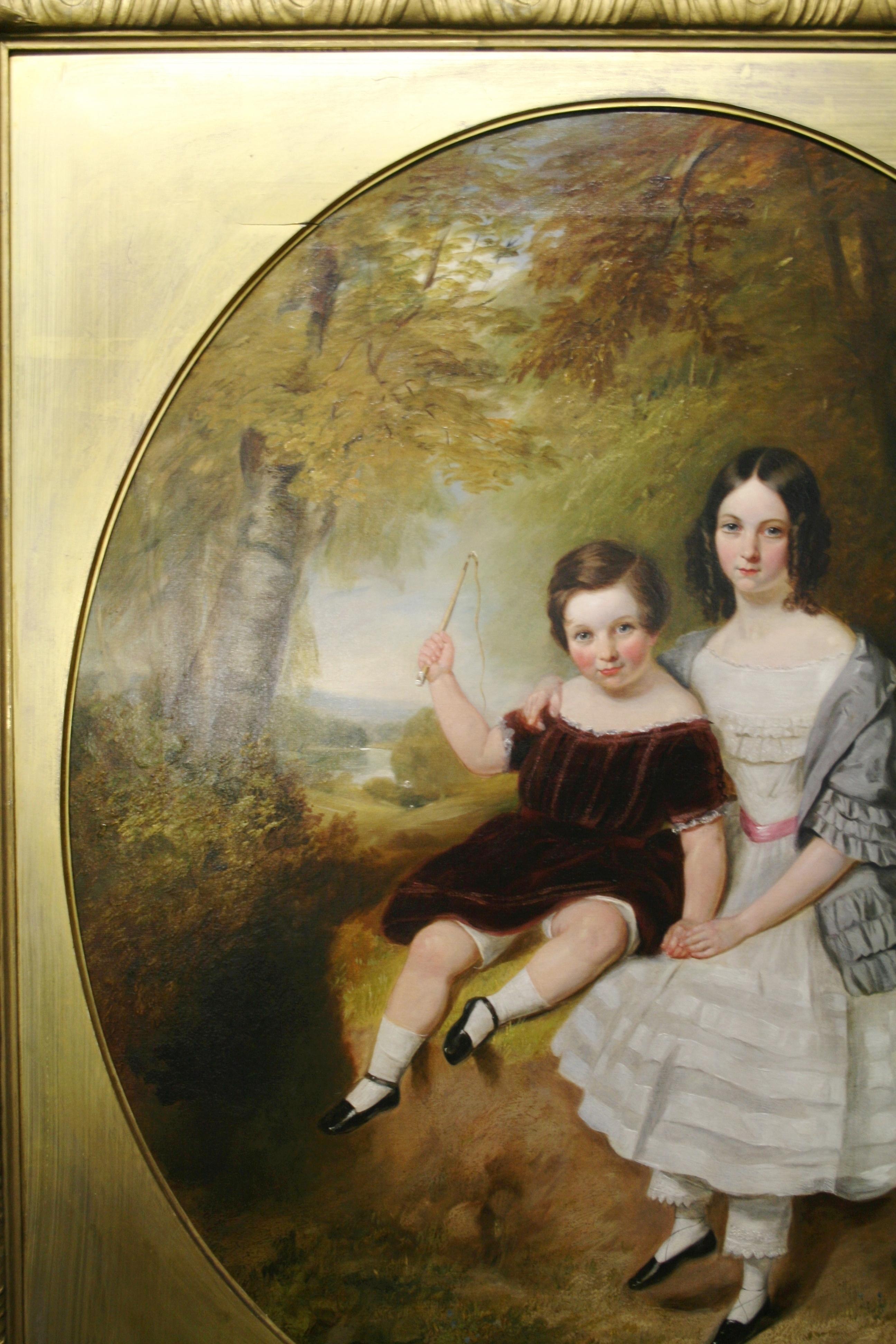Retrato de grupo de dos niños por James Bennett H. Smith (británico, fl. 1830-1847) en Bueno estado para la venta en Worcester, GB