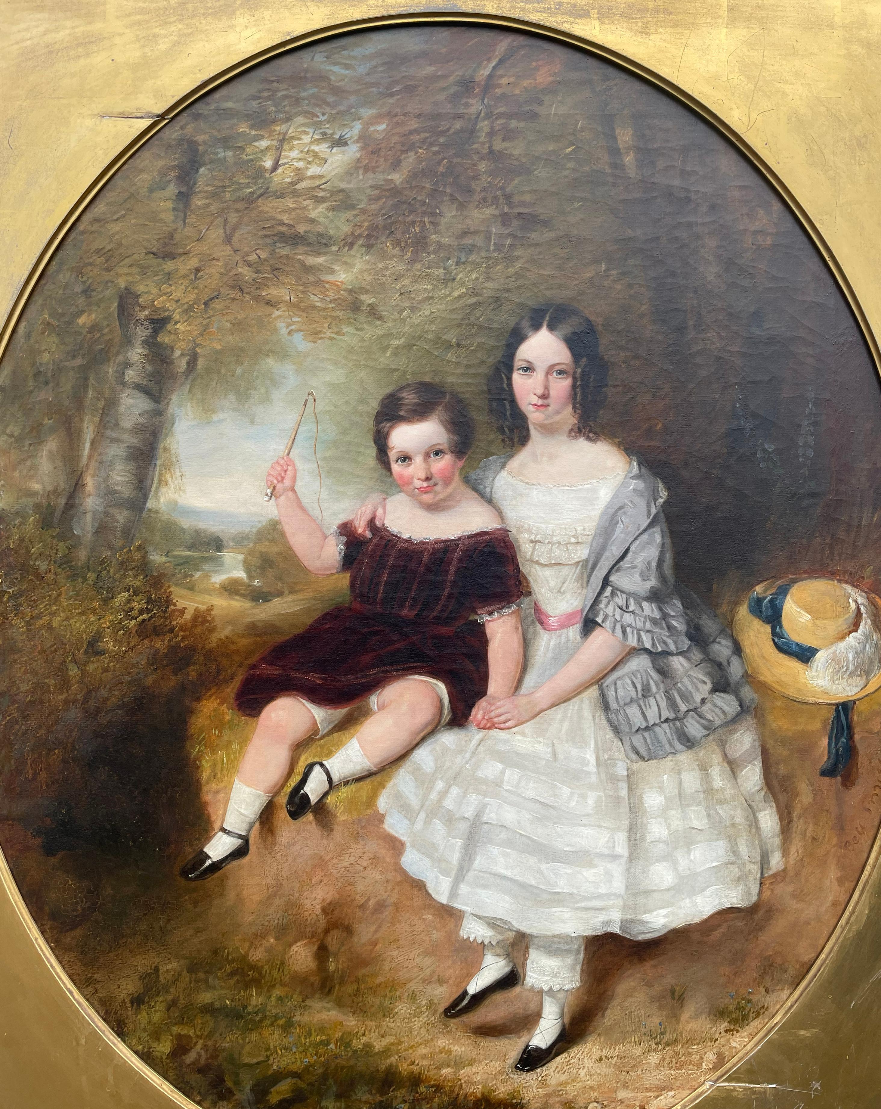 Group Portrait of Two Children by James Bennett H. Smith (British, fl. 1830–1847 im Zustand „Gut“ im Angebot in Worcester, GB