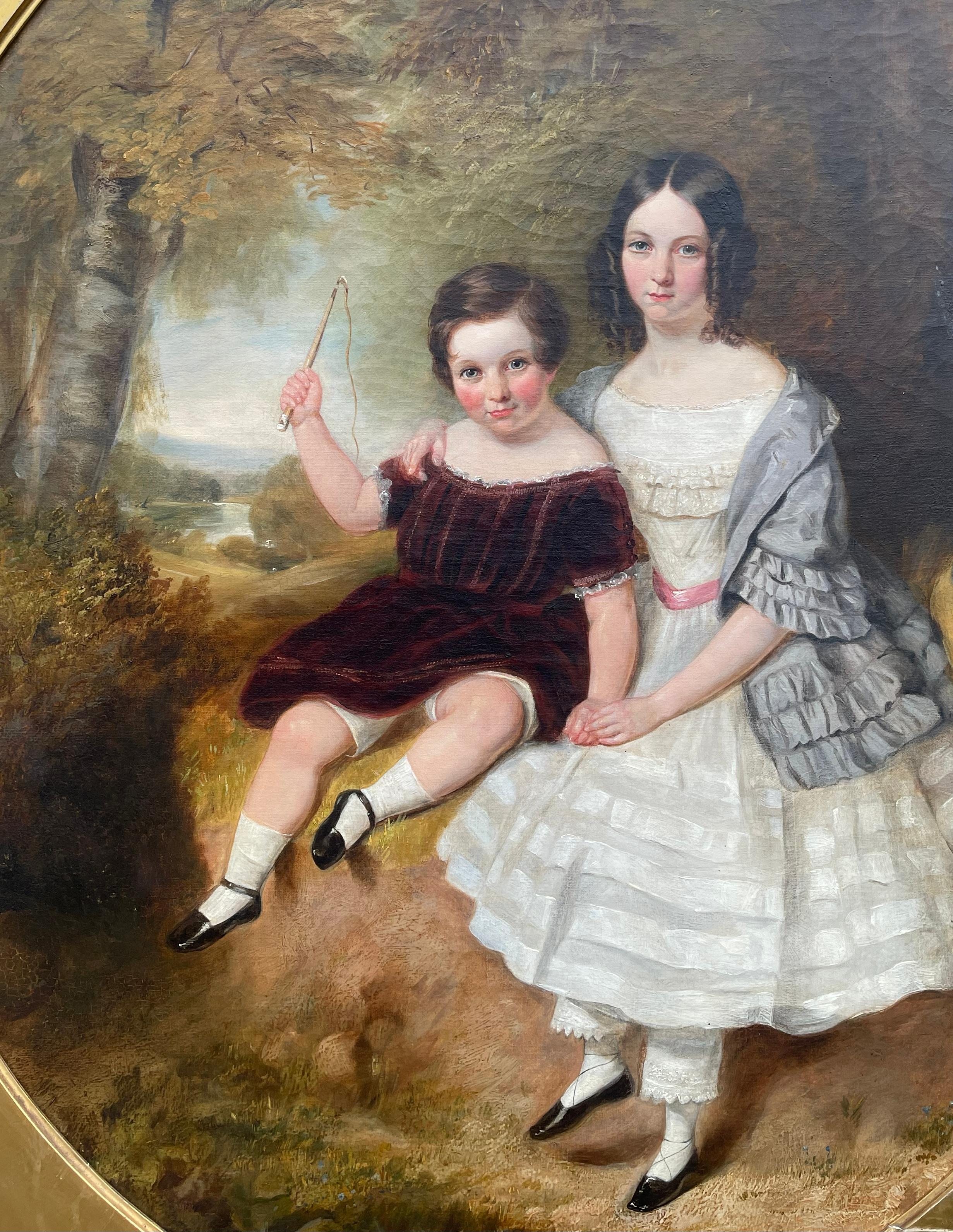 Group Portrait of Two Children by James Bennett H. Smith (British, fl. 1830–1847 (19. Jahrhundert) im Angebot