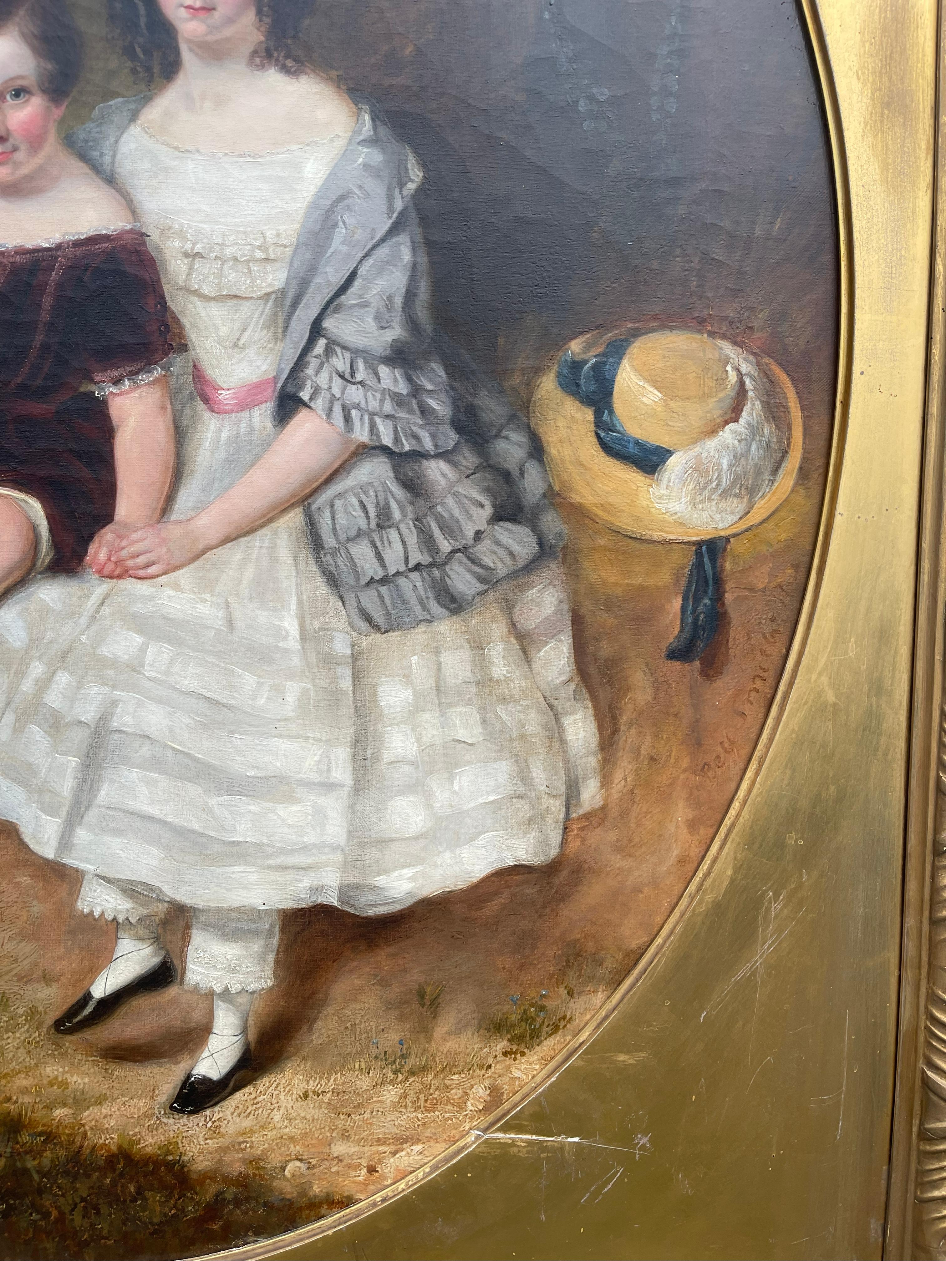 Group Portrait of Two Children by James Bennett H. Smith (British, fl. 1830–1847 (Farbe) im Angebot