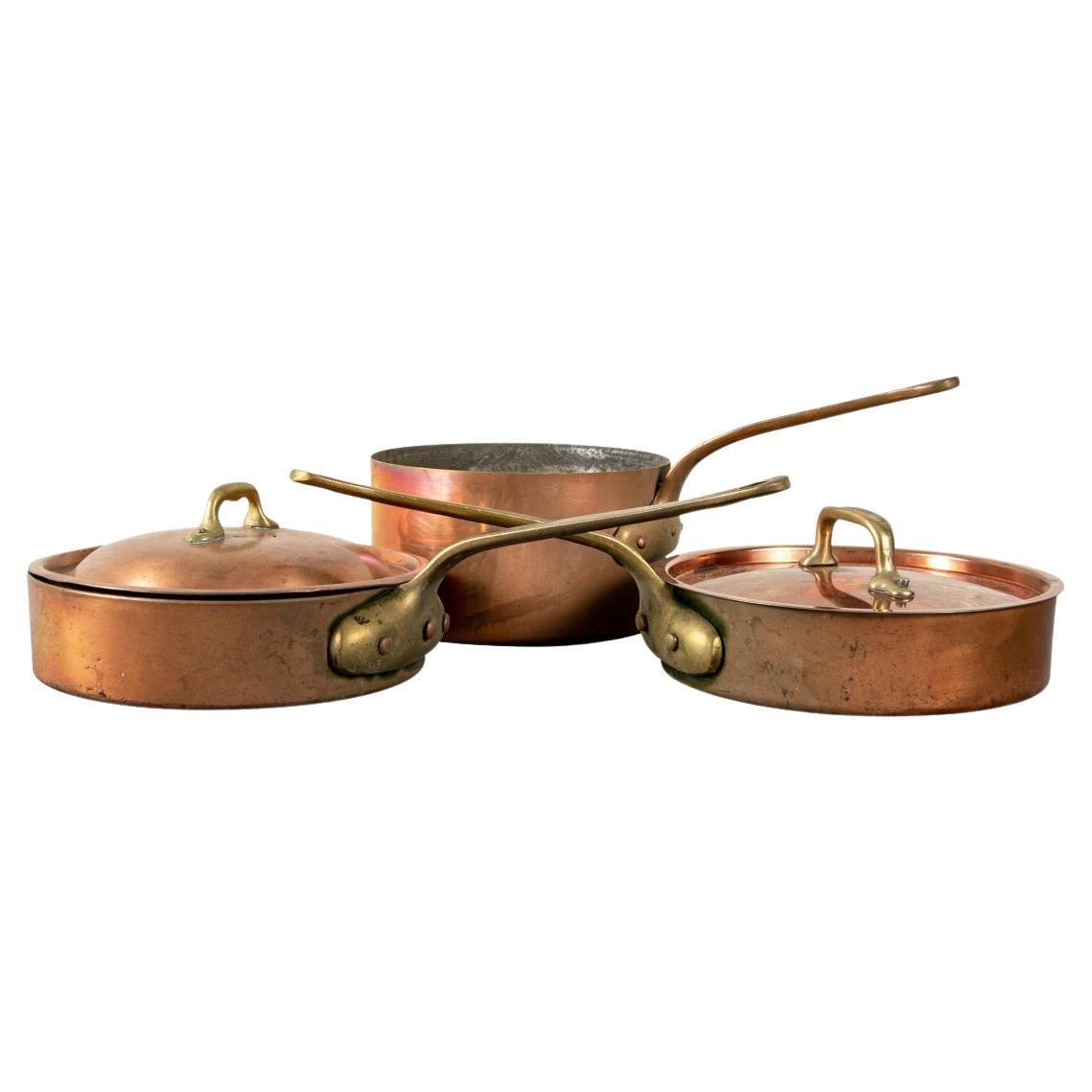 Group Vintage Copper Sauce And Saute Pans