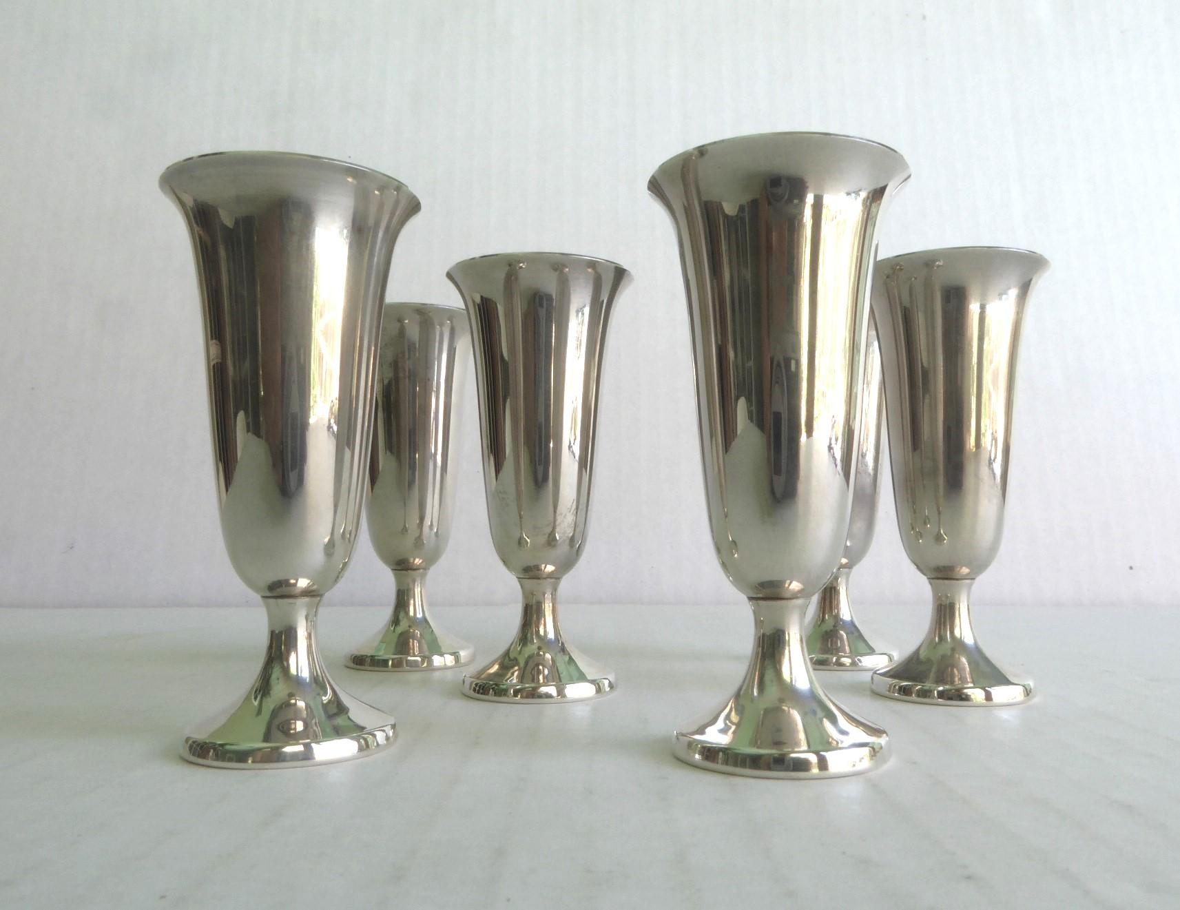 Groupe de 15 pièces en argent sterling vintage S/P Petites tasses à vodka caviar en vente 5
