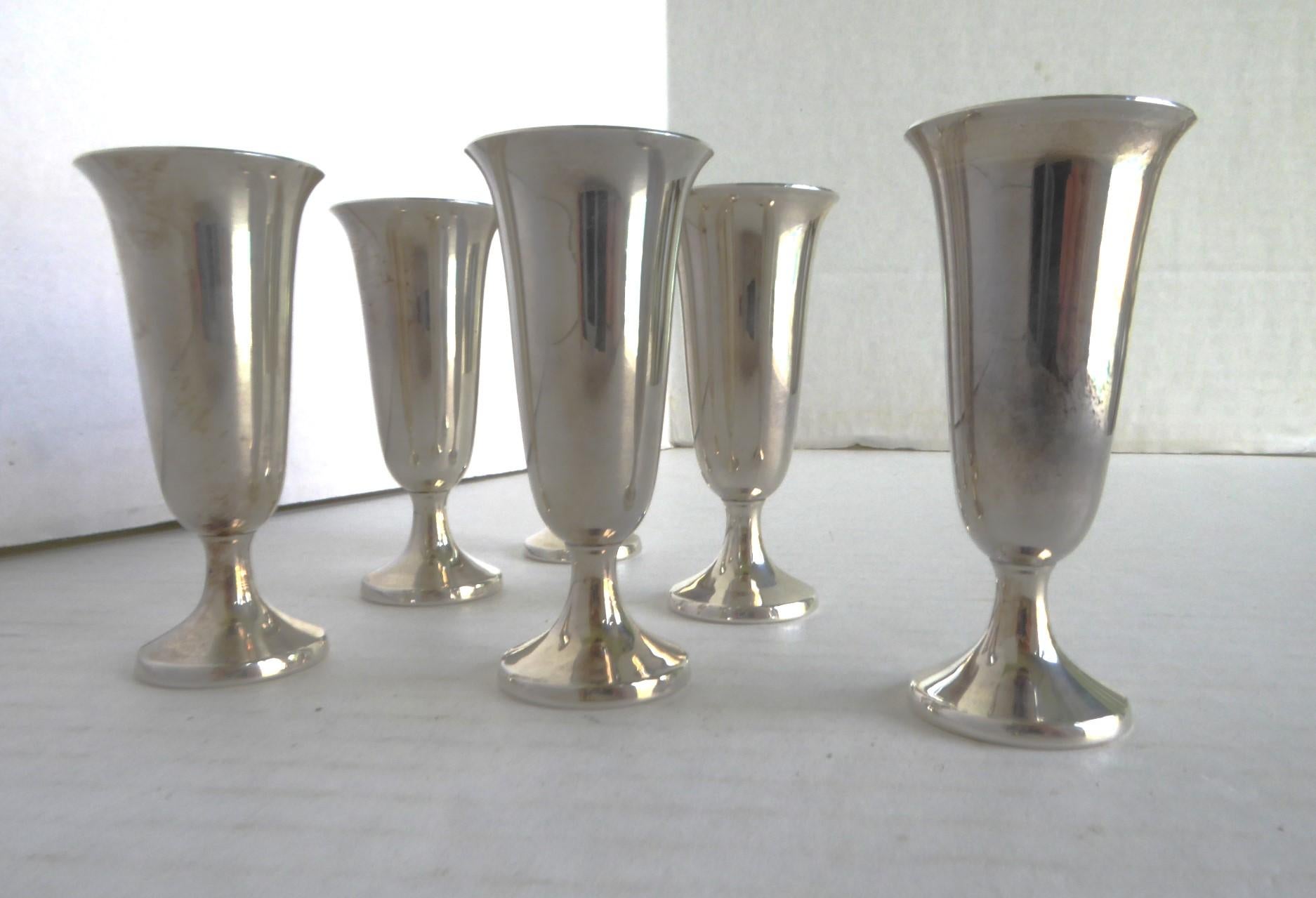 Groupe de 15 pièces en argent sterling vintage S/P Petites tasses à vodka caviar en vente 6