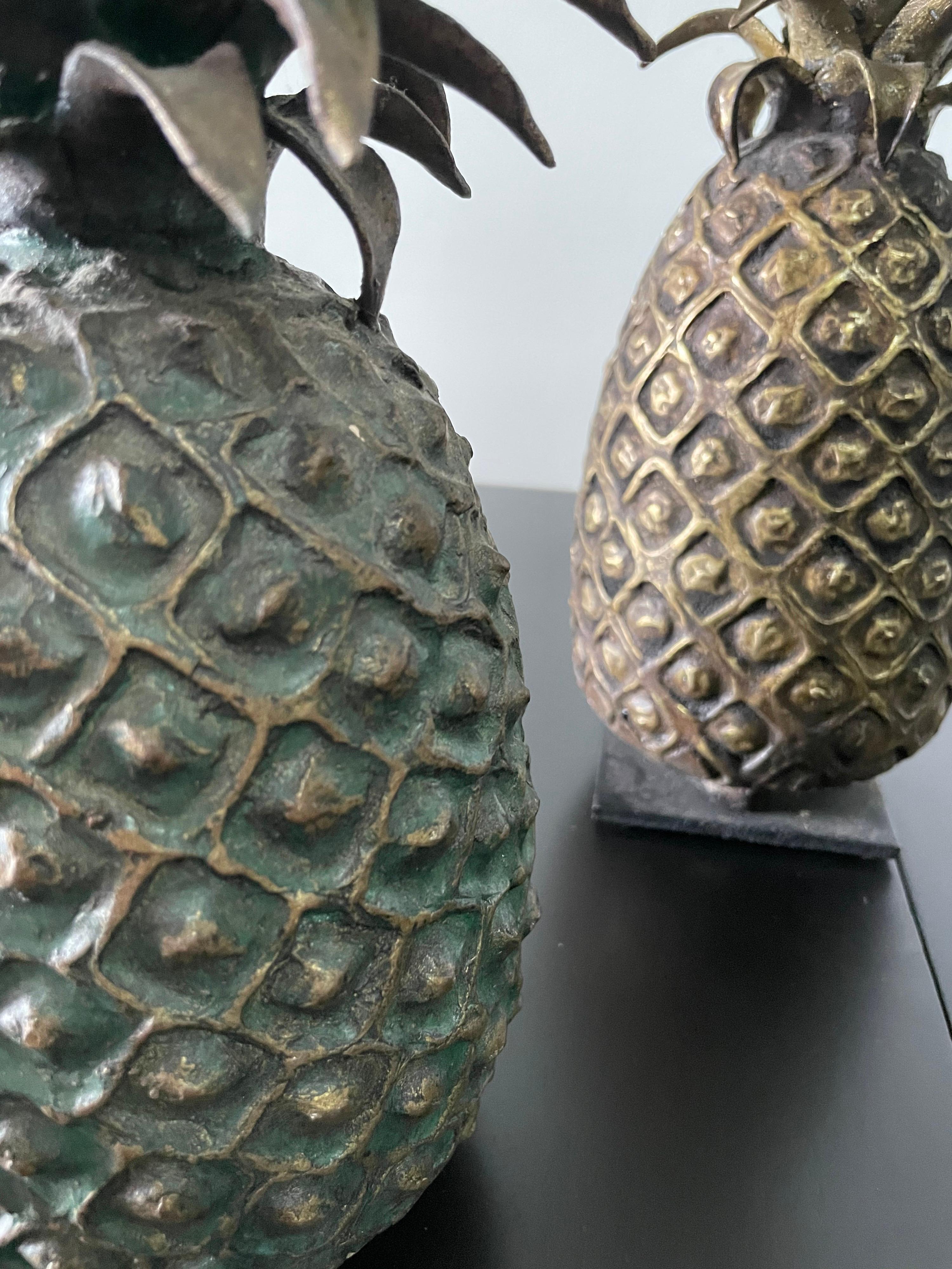Ivorian Grouping of 4 Vintage Lost Wax Bronze Pineapple Sculptures from Ivory Coast