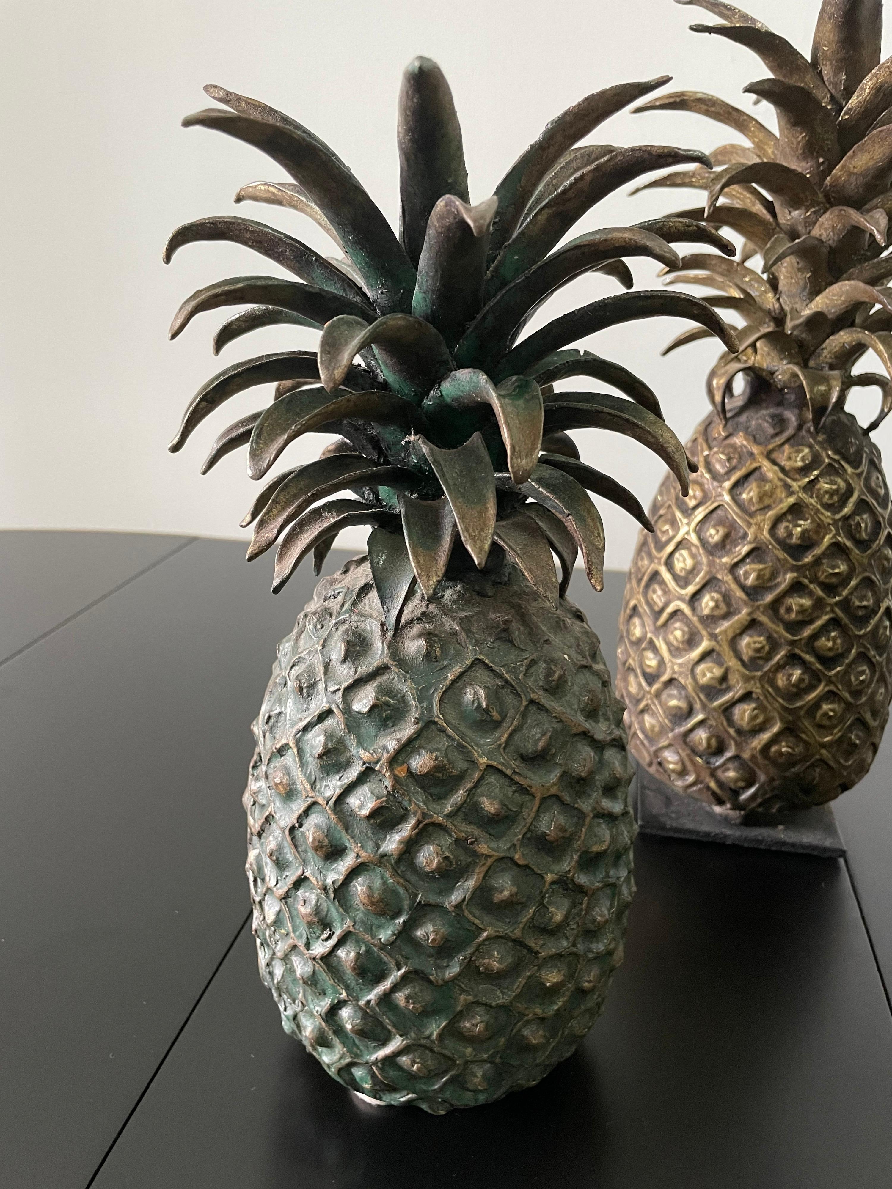 Mid-20th Century Grouping of 4 Vintage Lost Wax Bronze Pineapple Sculptures from Ivory Coast