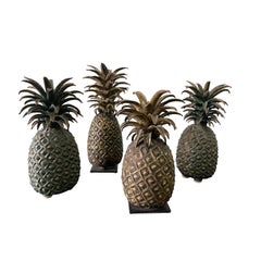 Grouping of 4 Vintage Lost Wax Bronze Pineapple Sculptures from Ivory Coast