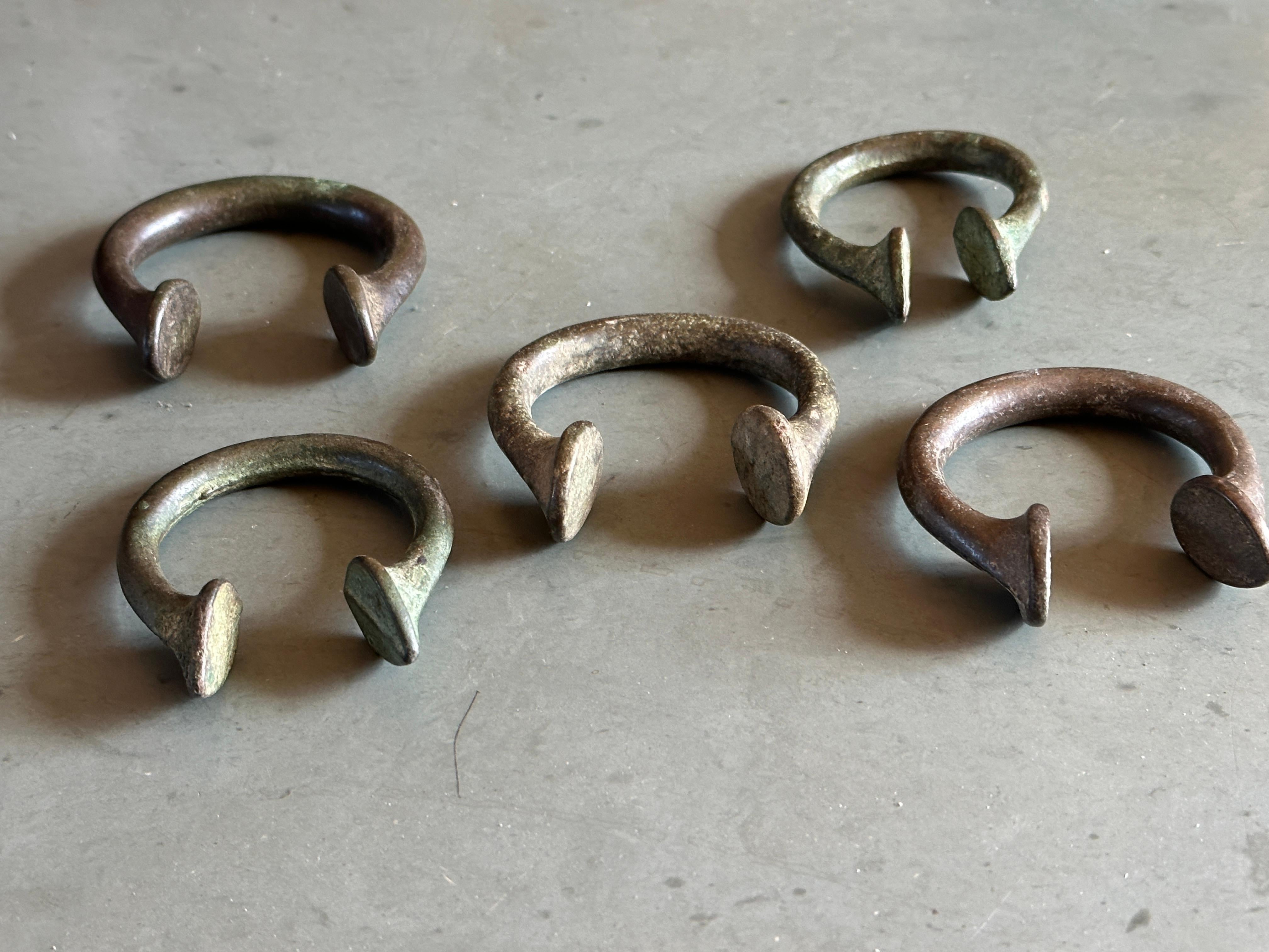 Forged Grouping of 5 Manillas, Okpoho, Nigeria, 19th Century