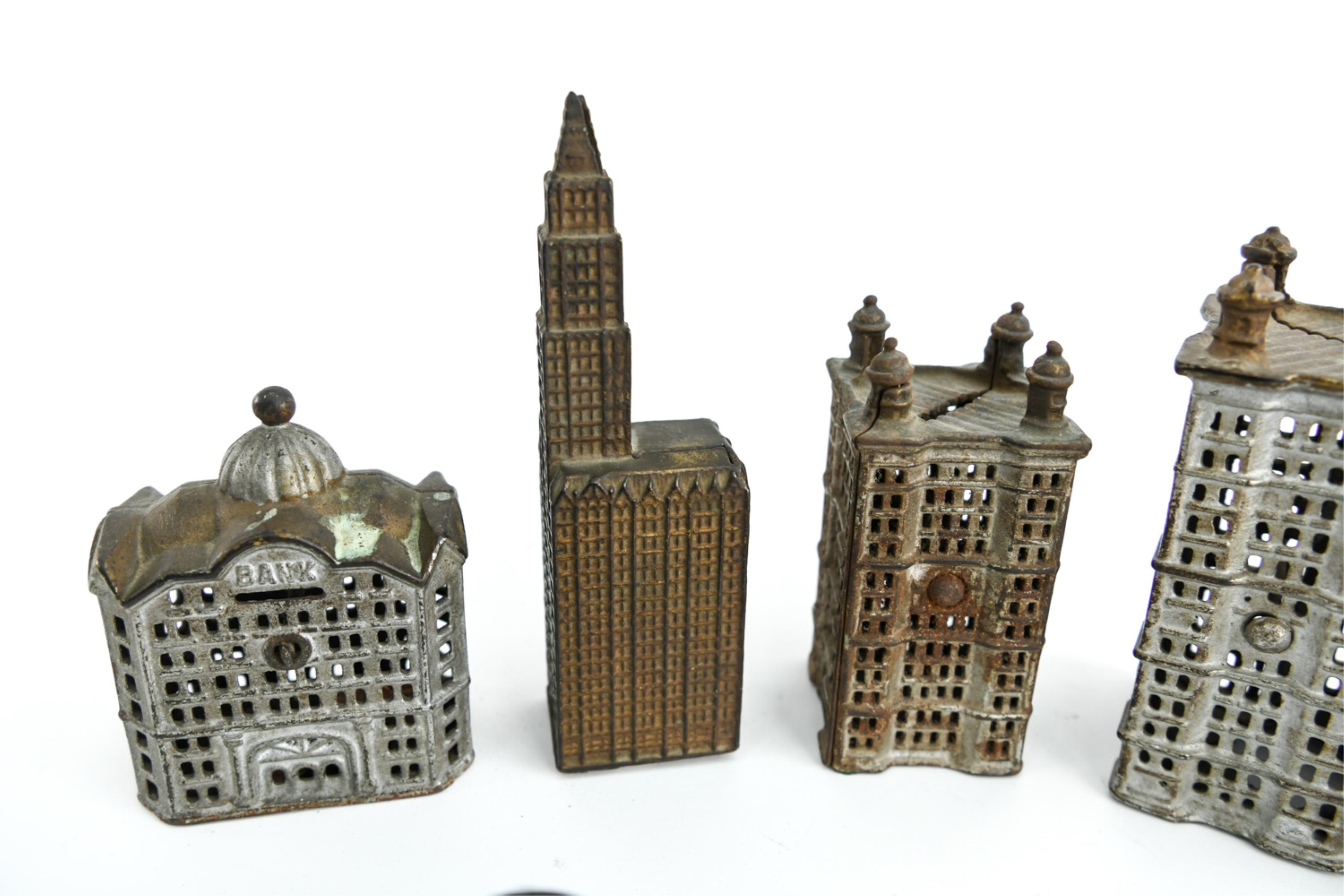 Grouping of Cast Iron Miniature Buildings For Sale 6