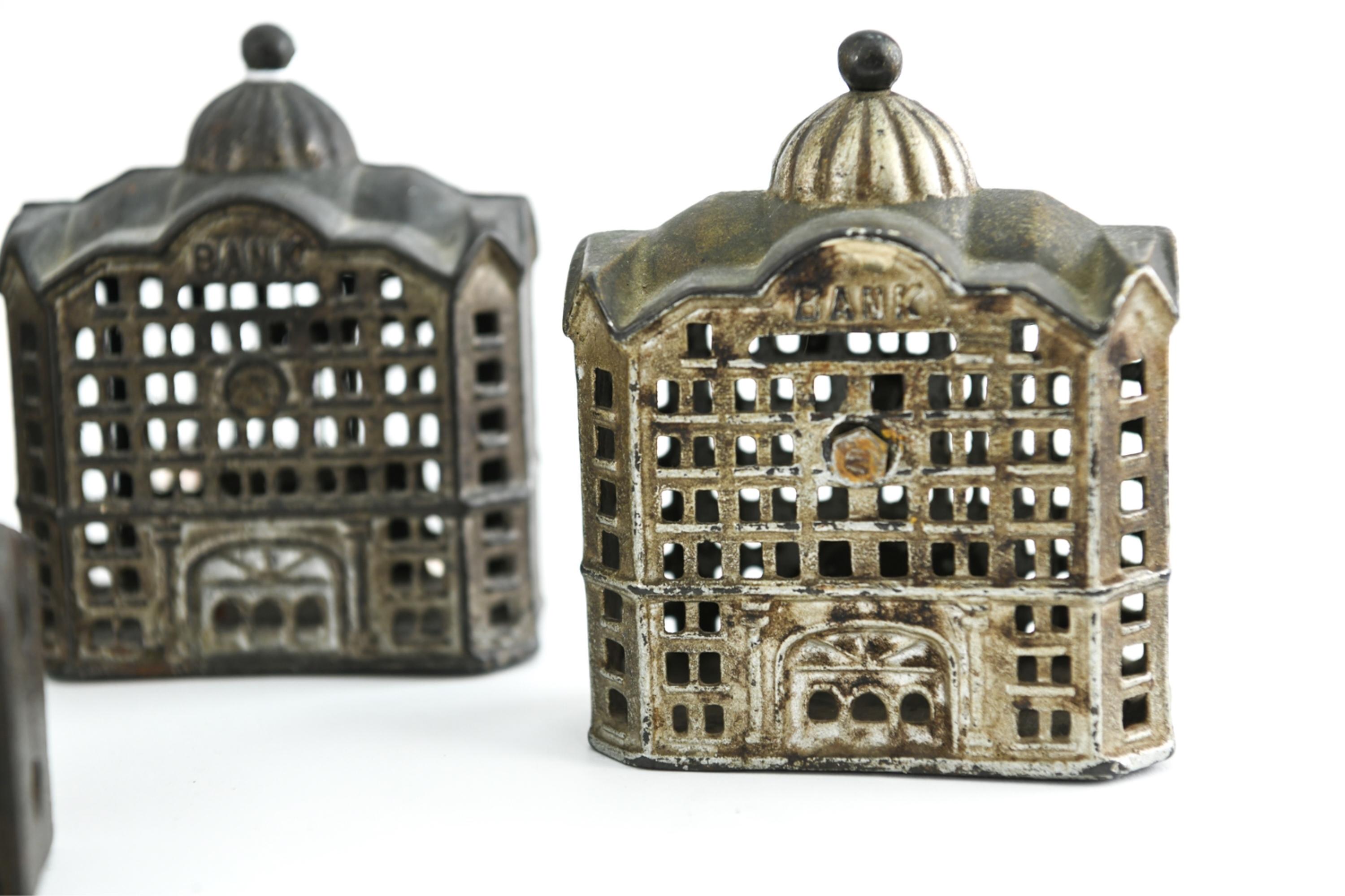 Grouping of Cast Iron Miniature Buildings For Sale 3
