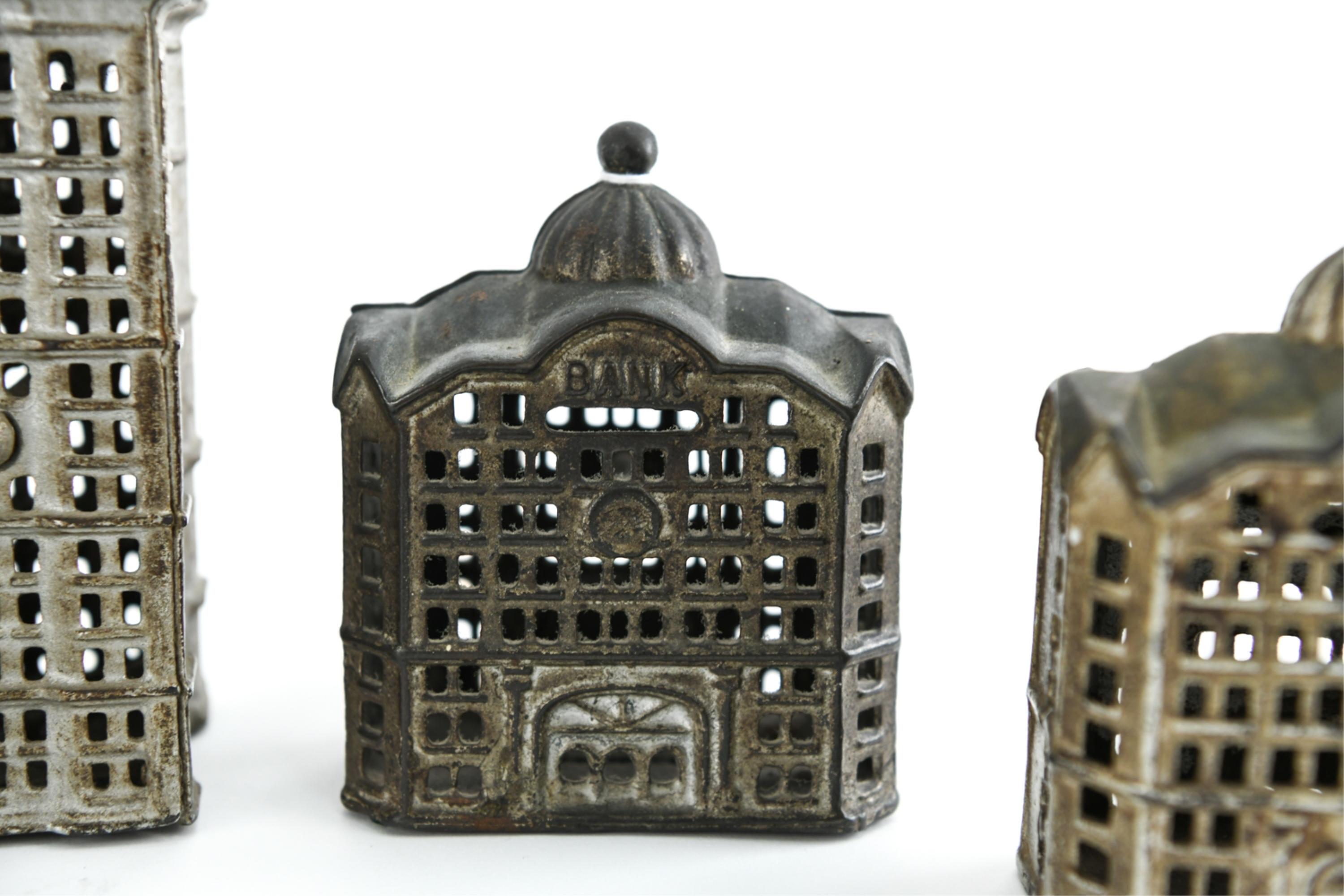Grouping of Cast Iron Miniature Buildings For Sale 4