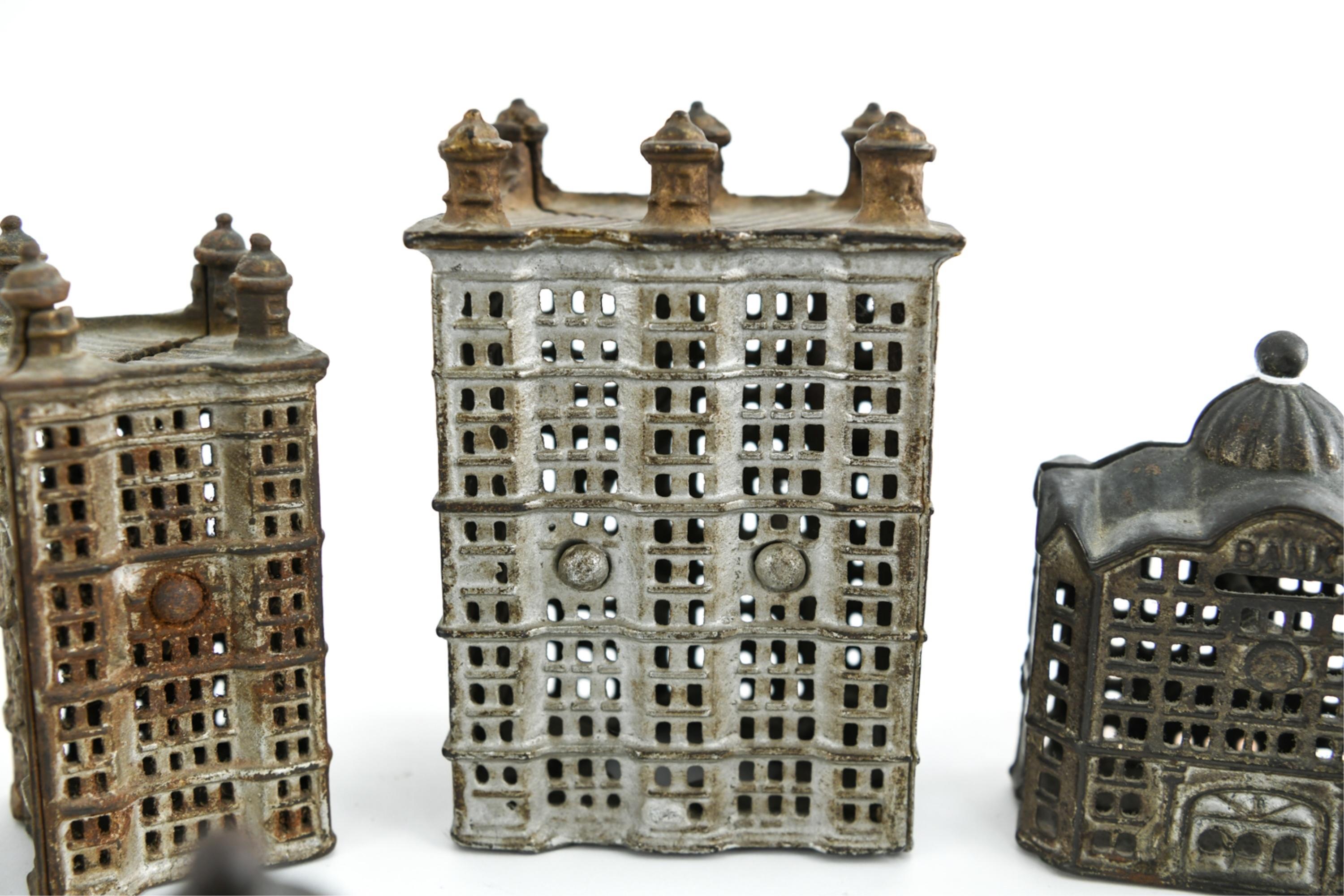 Grouping of Cast Iron Miniature Buildings For Sale 5