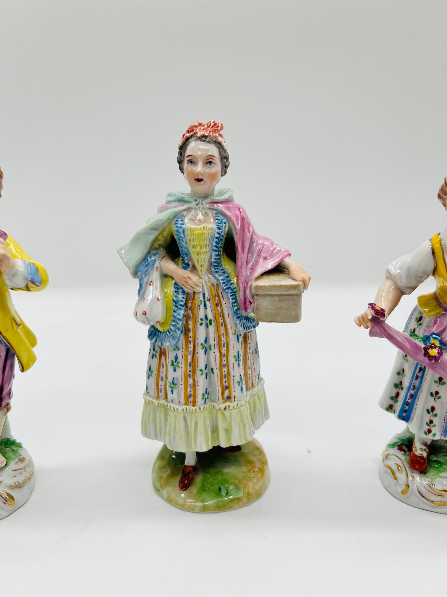 German Grouping of Dresden Porcelain Flower Pickers Figurines, Carl Thieme For Sale