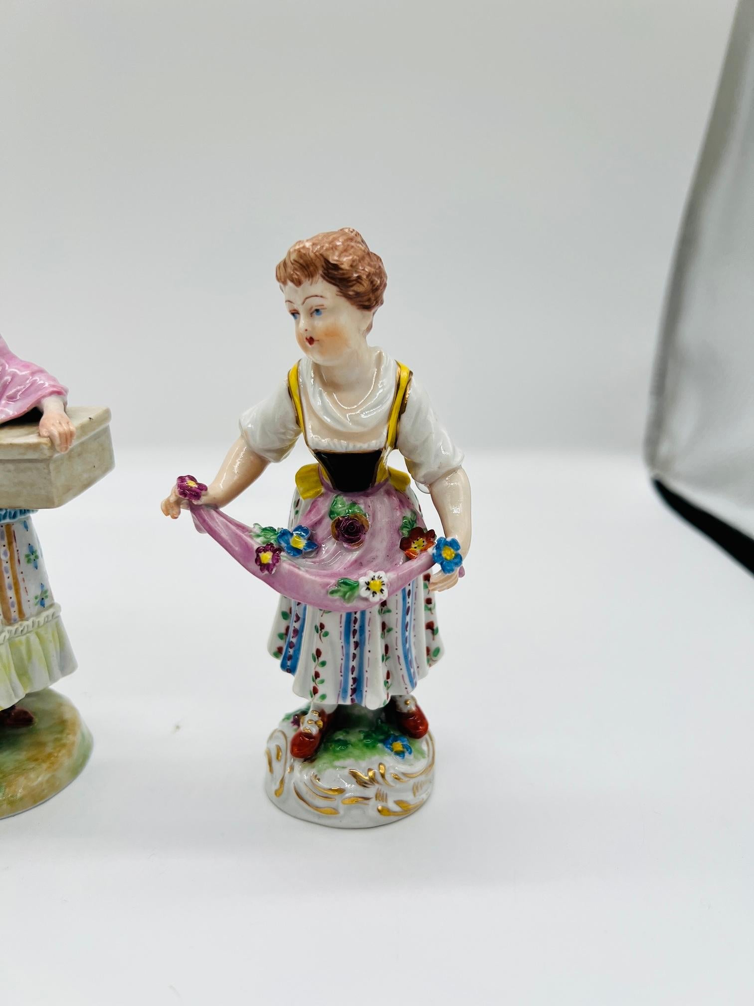 Grouping of Dresden Porcelain Flower Pickers Figurines, Carl Thieme In Good Condition For Sale In Atlanta, GA