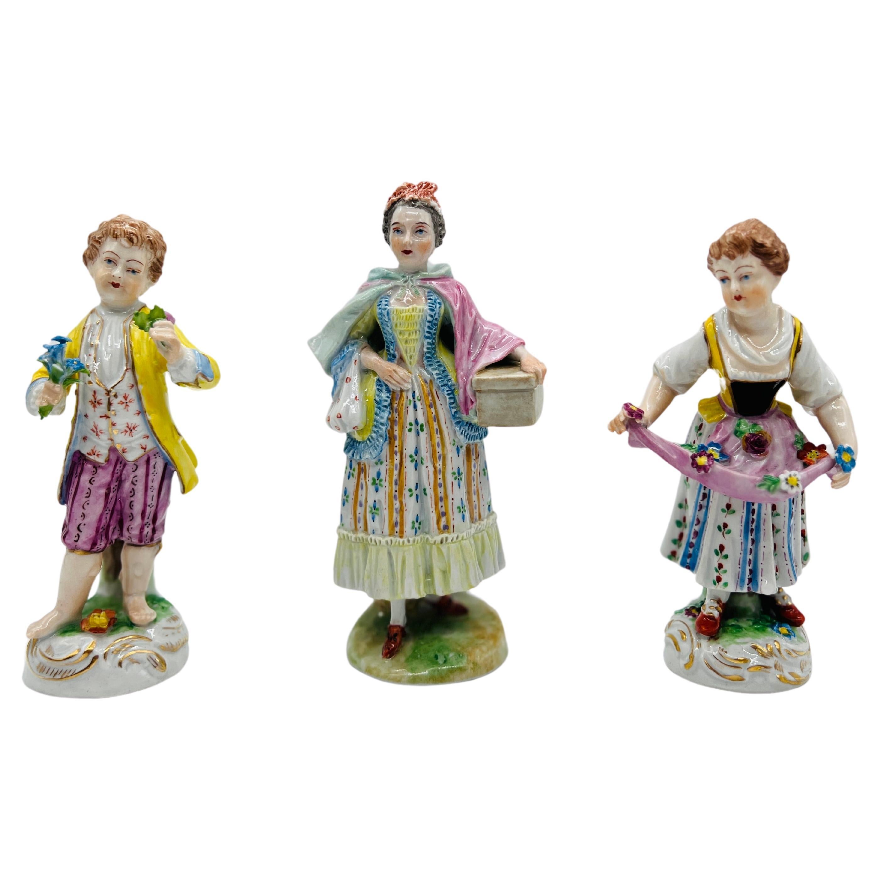 Grouping of Dresden Porcelain Flower Pickers Figurines, Carl Thieme For Sale