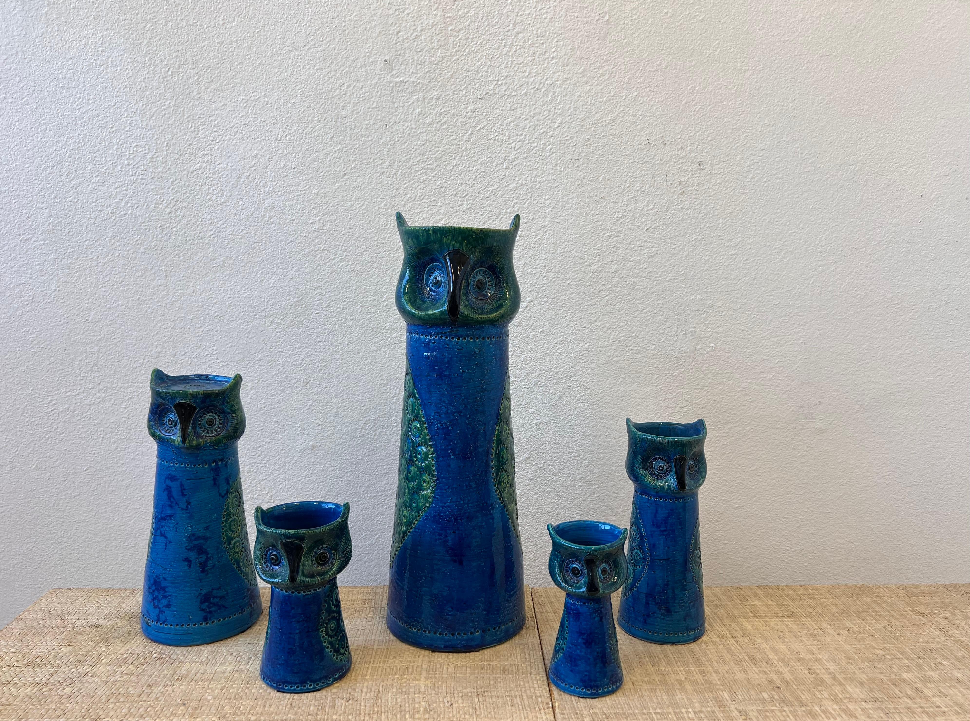 Gruppe von fünf italienischen Keramik Eulen von Ado Londi für Bitossi  (Moderne der Mitte des Jahrhunderts) im Angebot