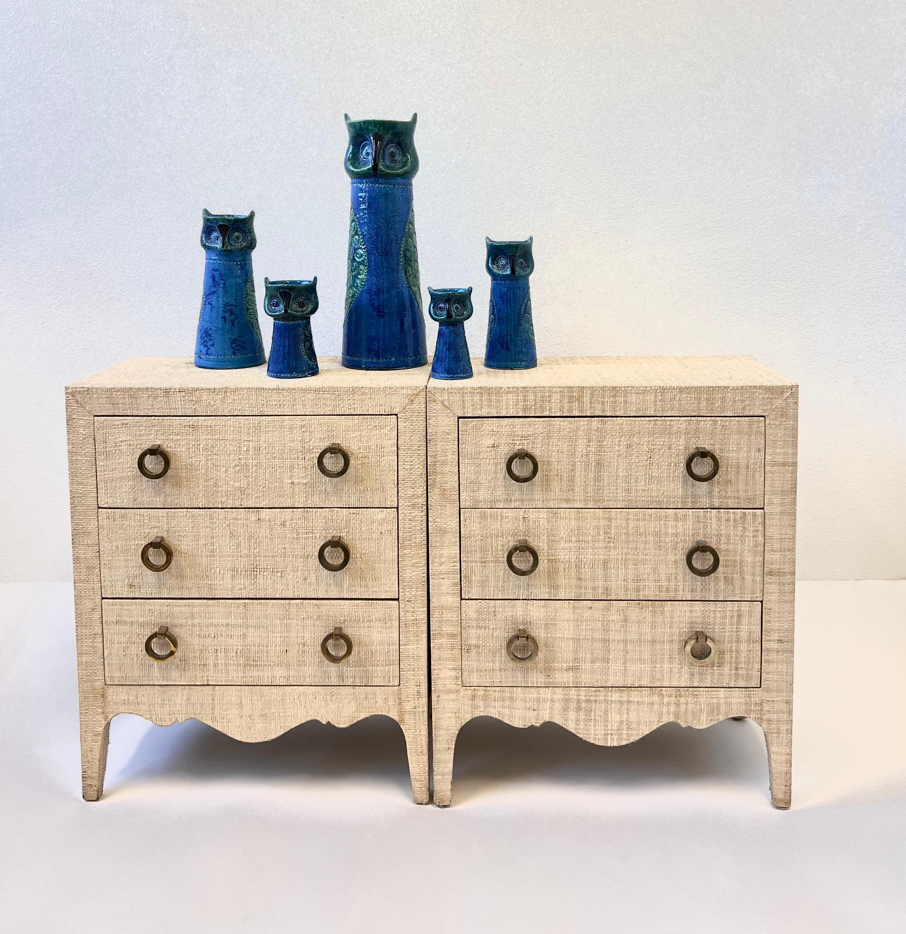Mid-20th Century Grouping of Five Italian Ceramic Owls by Ado Londi for Bitossi  For Sale