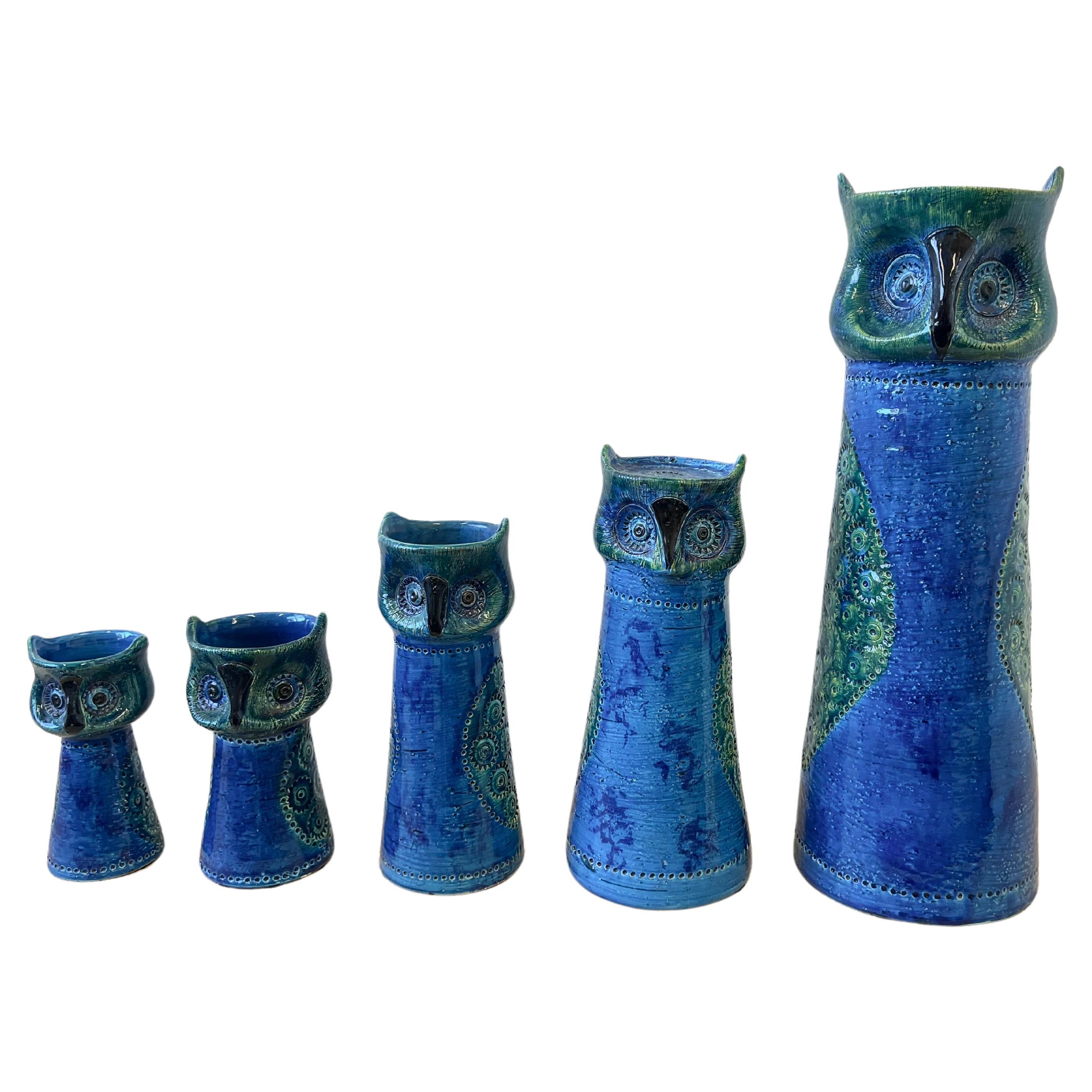 Grouping of Five Italian Ceramic Owls by Ado Londi for Bitossi 