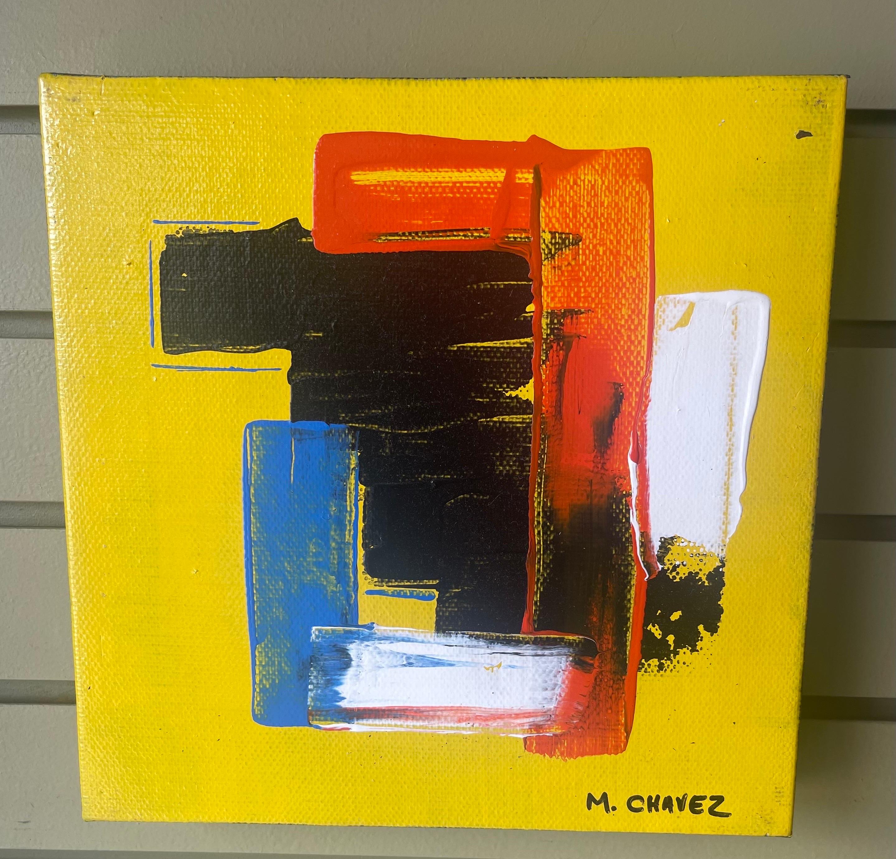 Gruppe von vier abstrakten Ölgemälden auf Leinwand von Miguel Chavez, Original (Mexikanisch) im Angebot