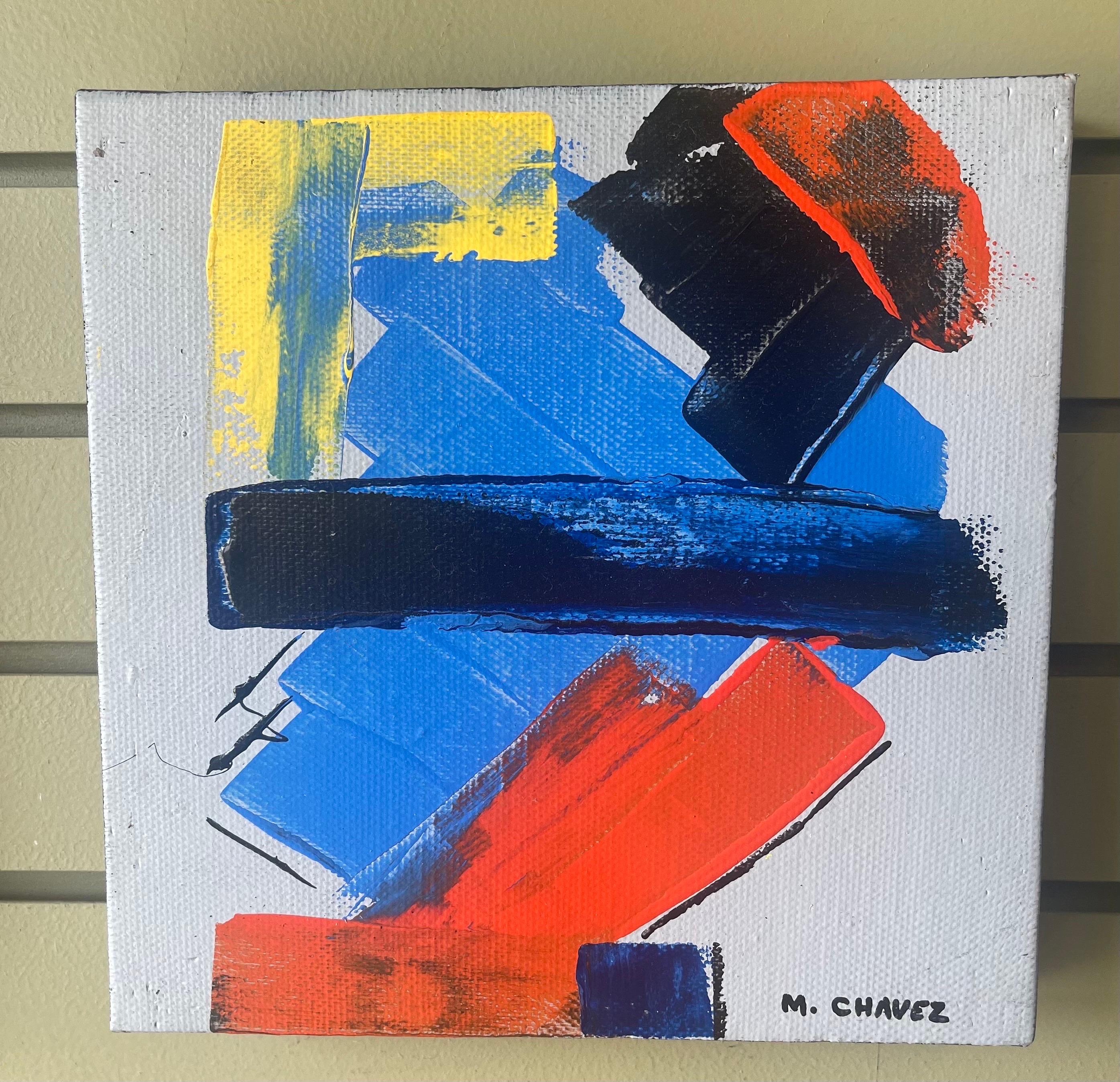 Gruppe von vier abstrakten Ölgemälden auf Leinwand von Miguel Chavez, Original (Handbemalt) im Angebot