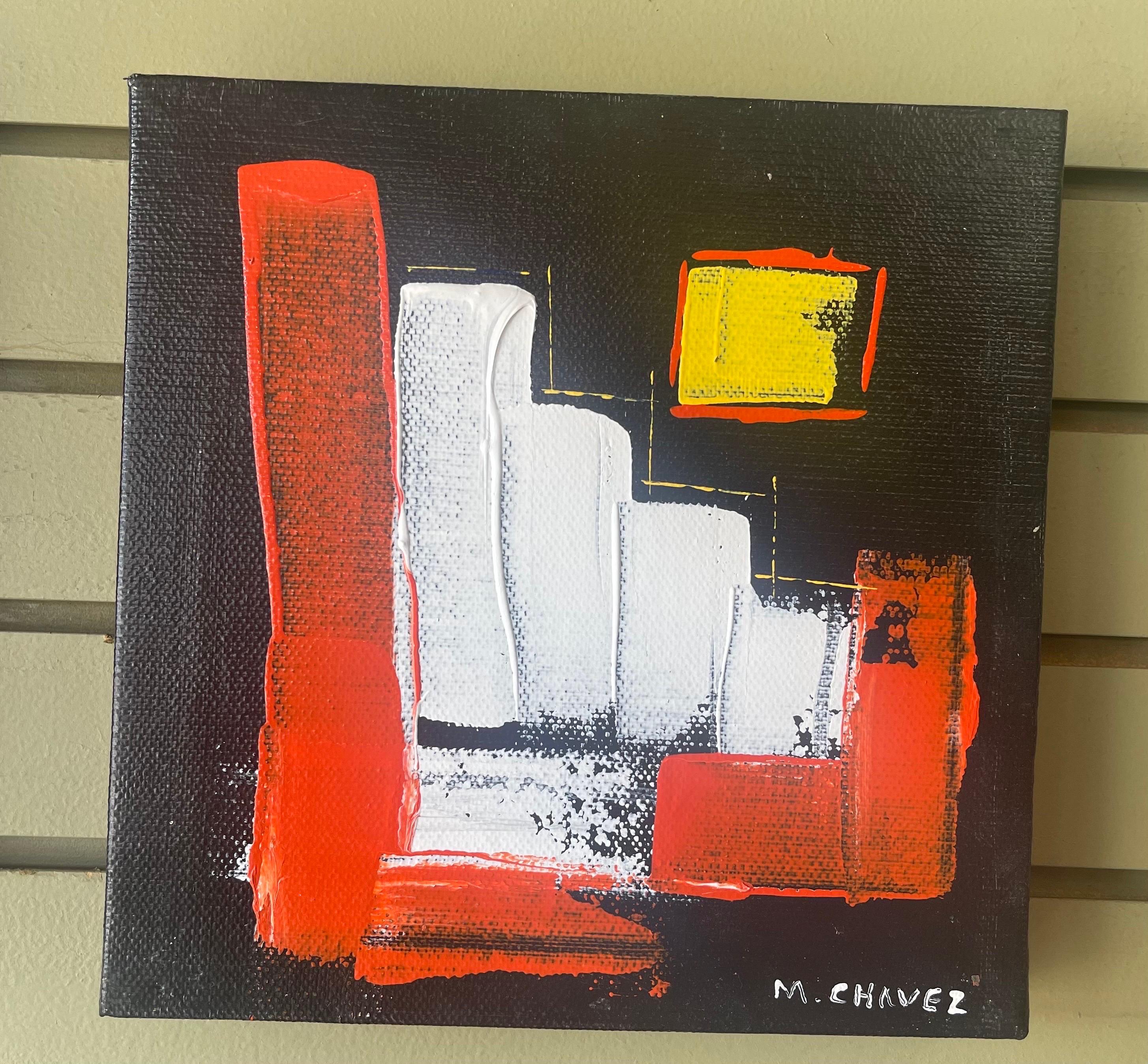 Gruppe von vier abstrakten Ölgemälden auf Leinwand von Miguel Chavez, Original im Zustand „Gut“ im Angebot in San Diego, CA