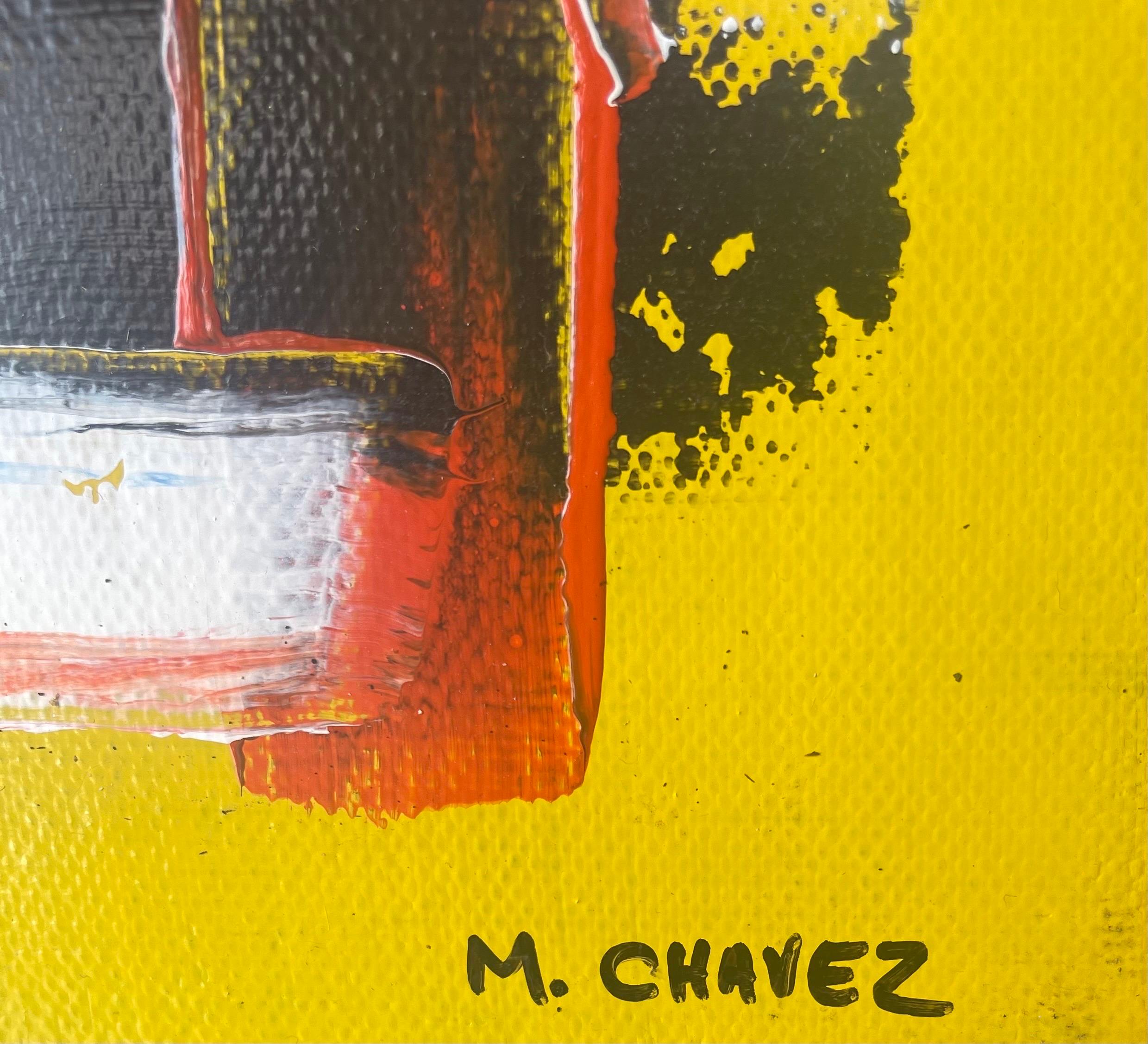 Hand-Painted Grouping of Four Original Oil on Canvas Abstract Paintings by Miguel Chavez For Sale